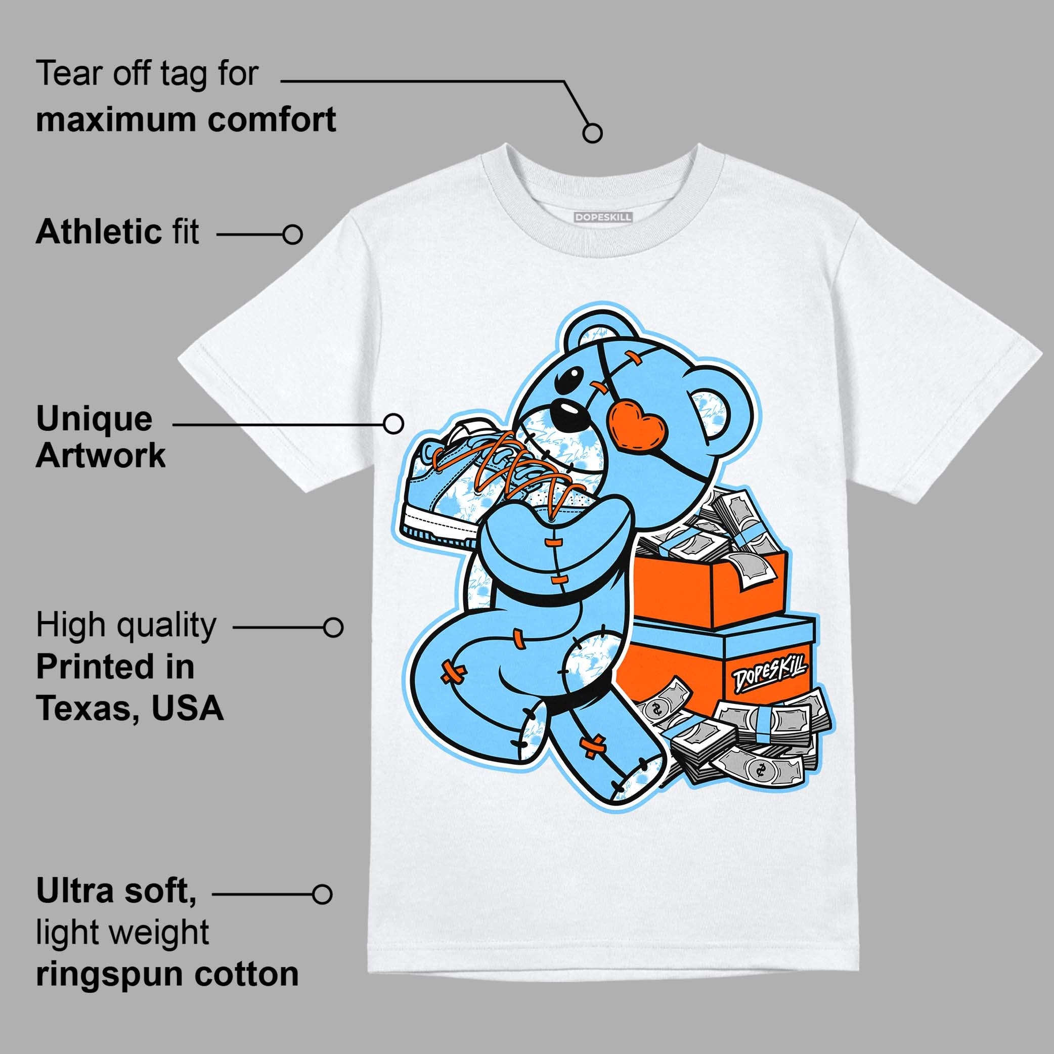 Dunk Low Futura University Blue superstreetwear T-Shirt Bear Steals Sneaker Graphic