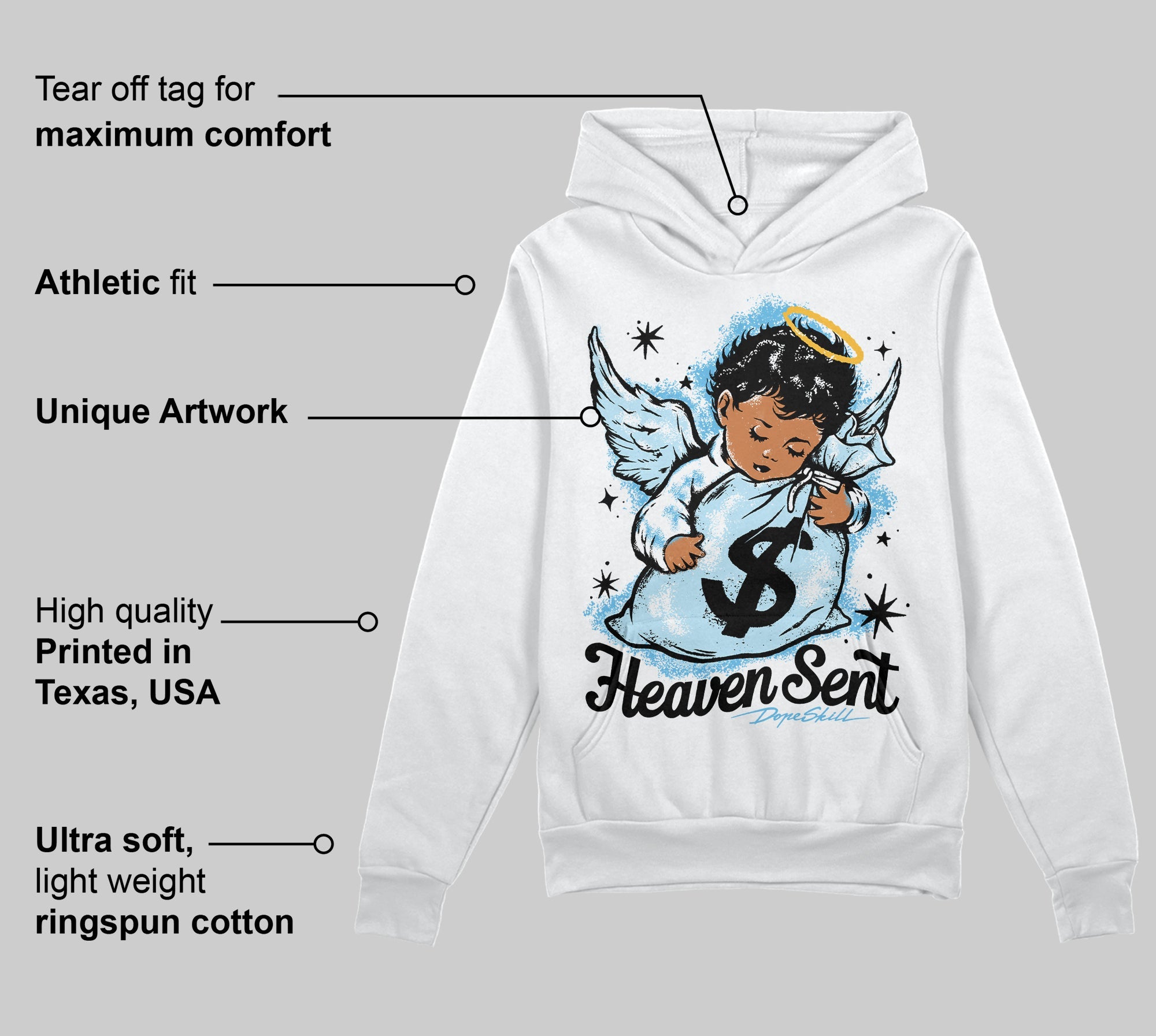 Legend Blue 11s superstreetwear Hoodie Sweatshirt Heaven Sent Graphic