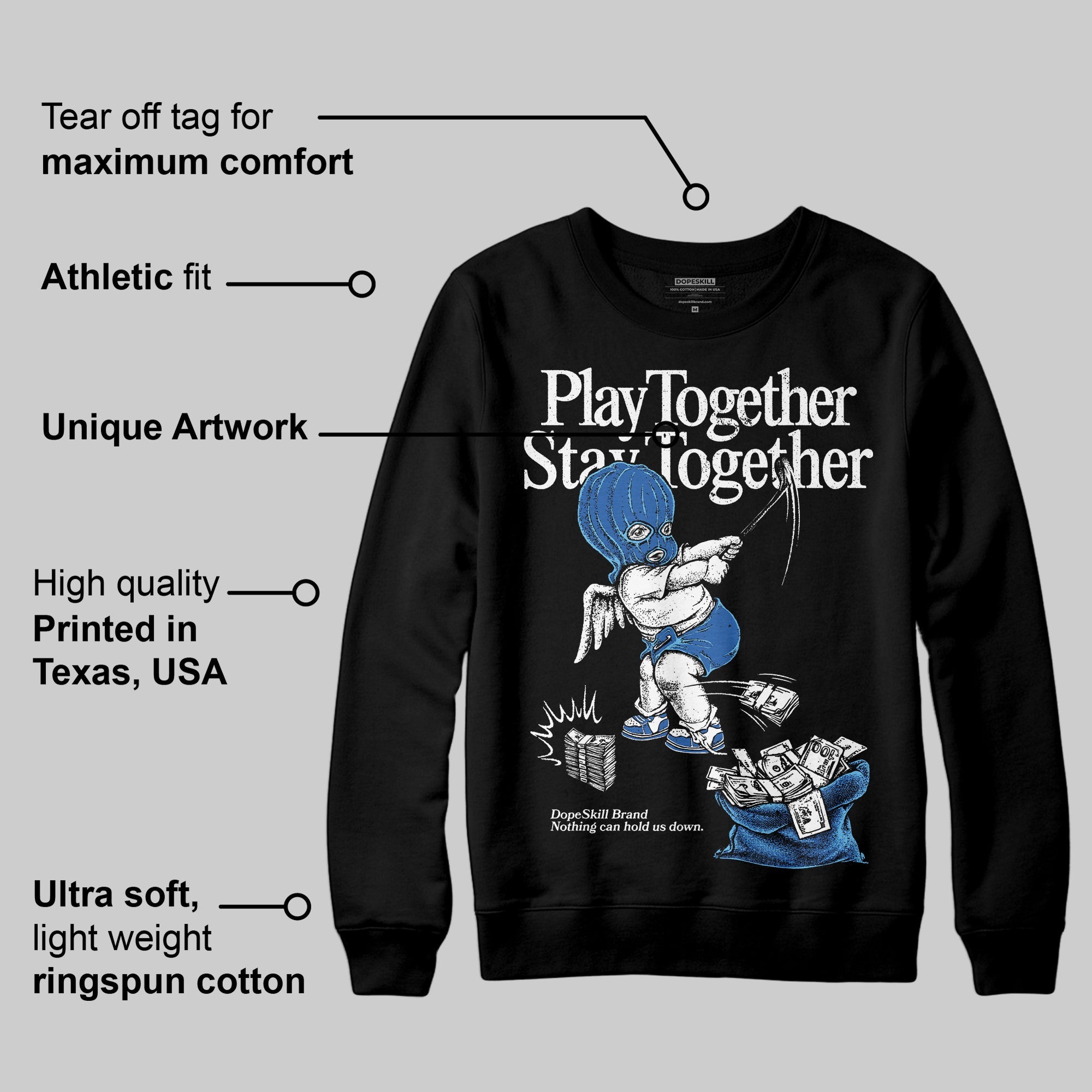 Blueberry 12s superstreetwear Sweatshirt Play together,Stay together Graphic