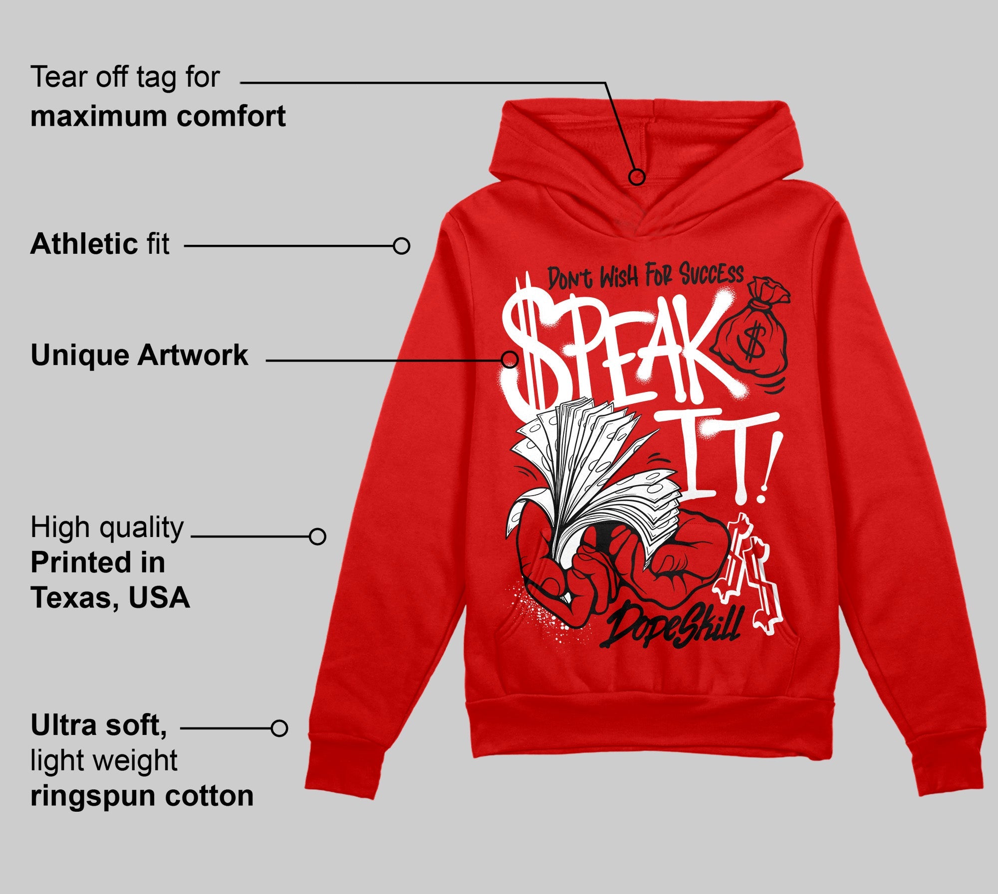 Bred Velvet 11s superstreetwear Red Hoodie Sweatshirt Speak It Graphic