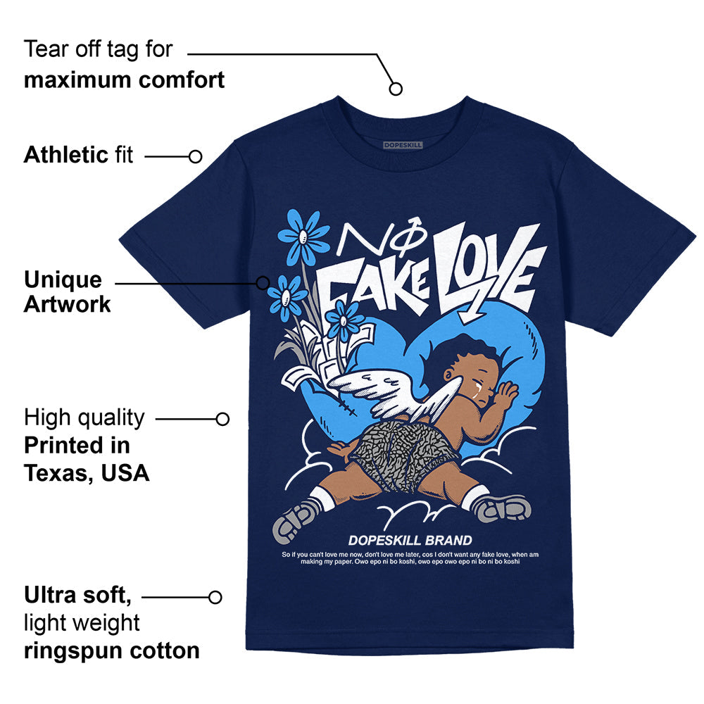 Midnight Navy 3s superstreetwear Navy T-shirt No Fake Love Graphic