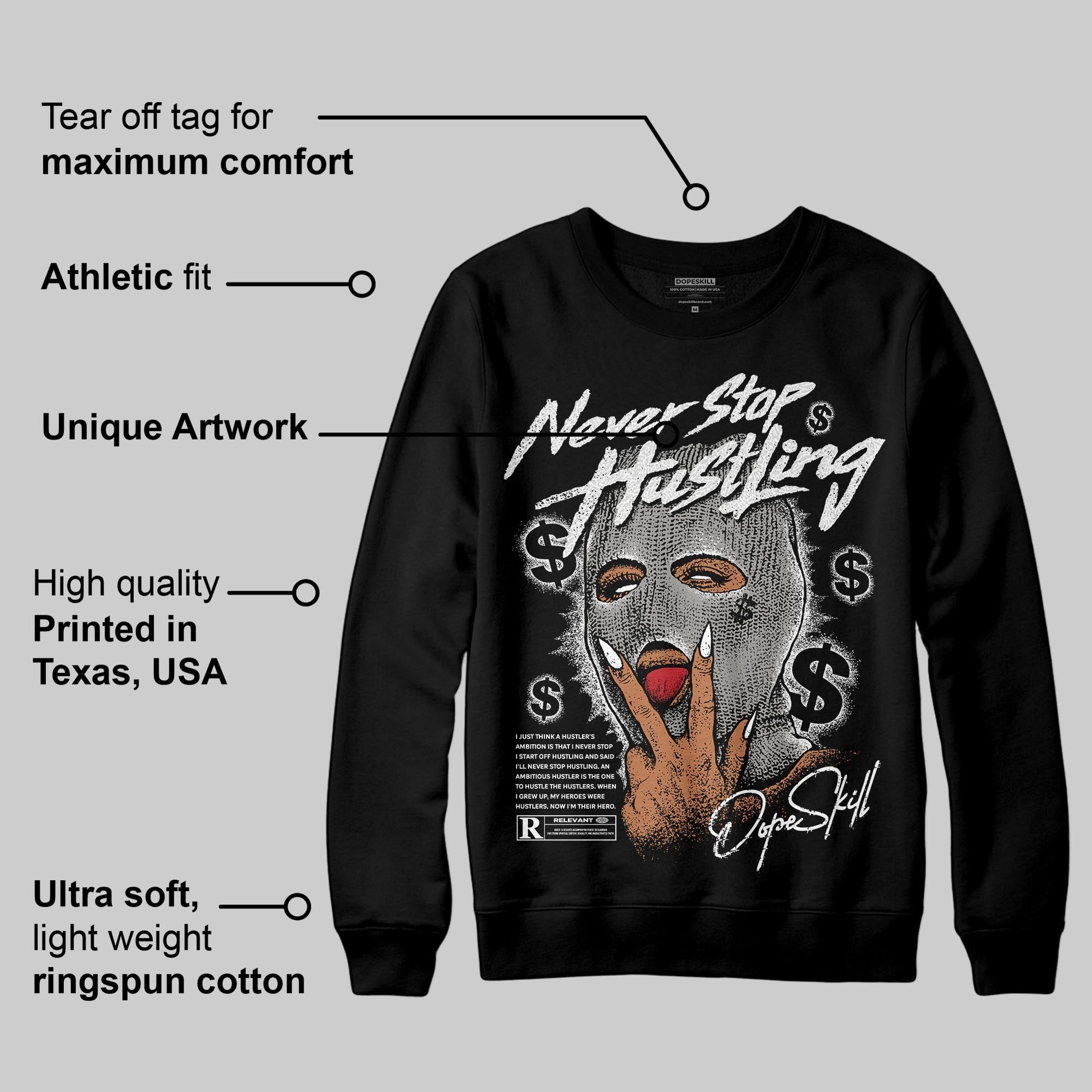 Pure Money 3s superstreetwear Sweatshirt Never Stop Hustling Graphic