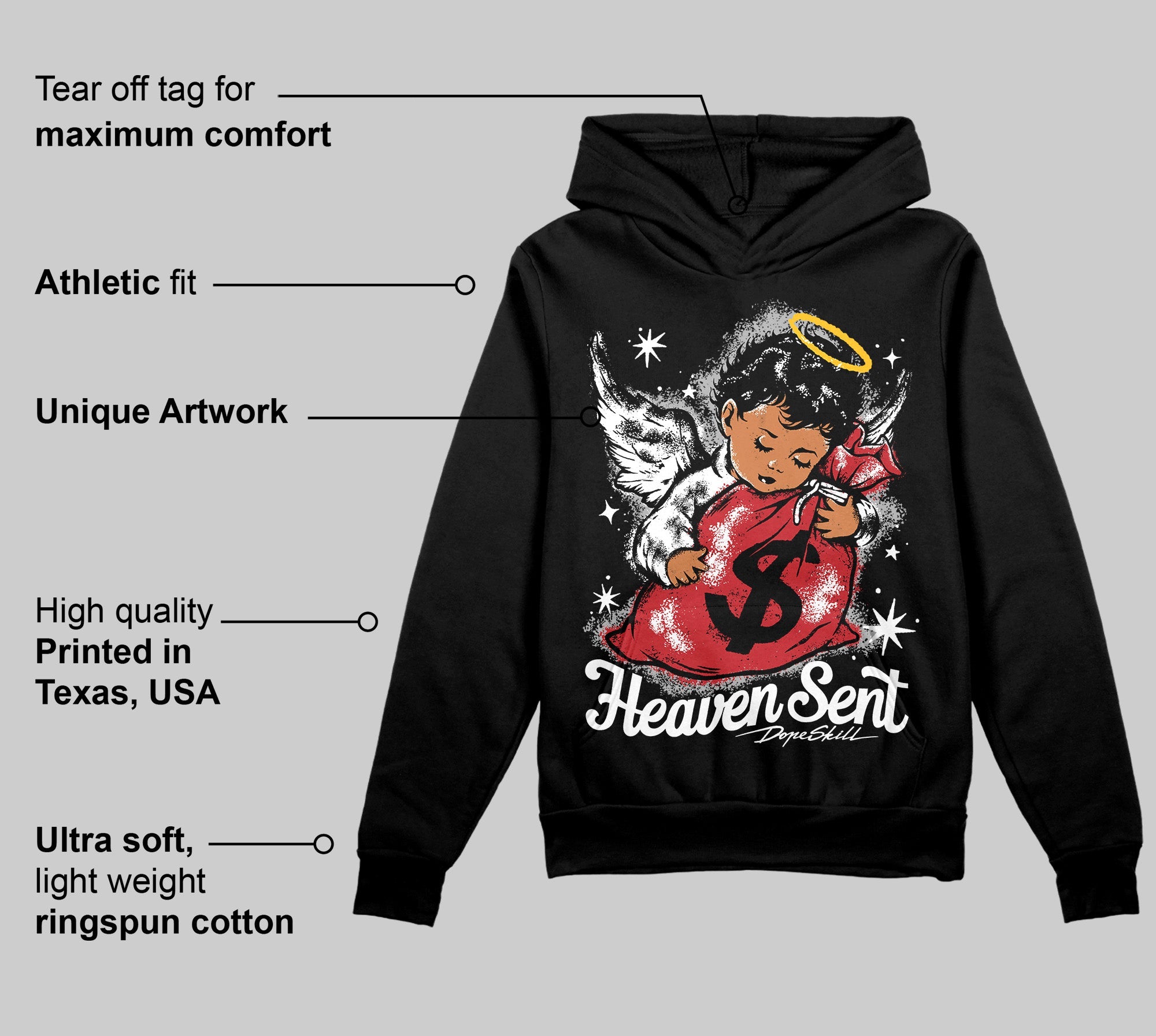 Bred Velvet 11s superstreetwear Hoodie Sweatshirt Heaven Sent Graphic