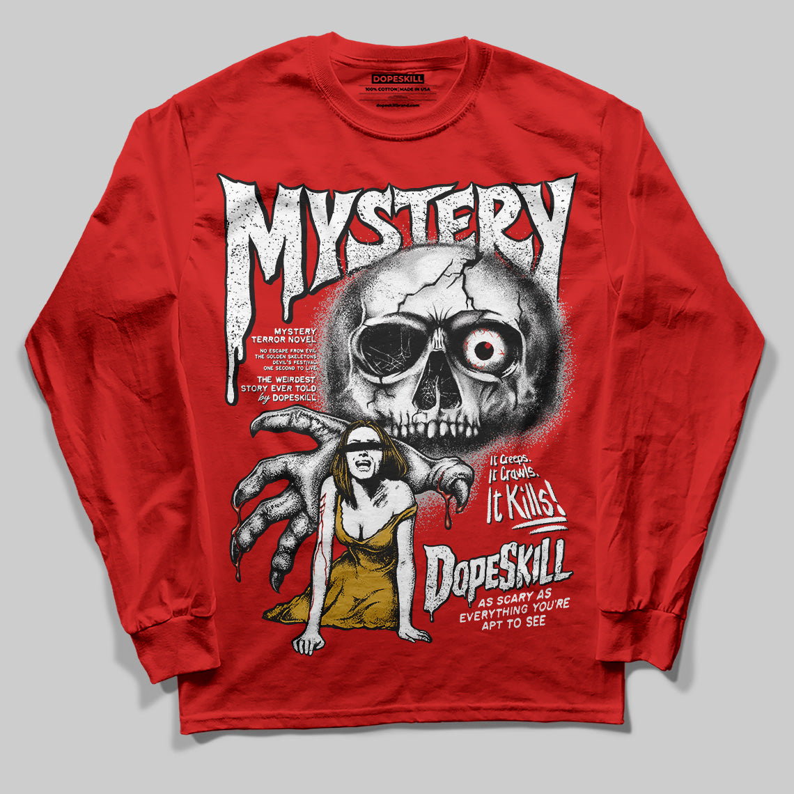 Bred Velvet 11s superstreetwear Red Long Sleeve T-Shirt Mystery Ghostly Grasp Graphic
