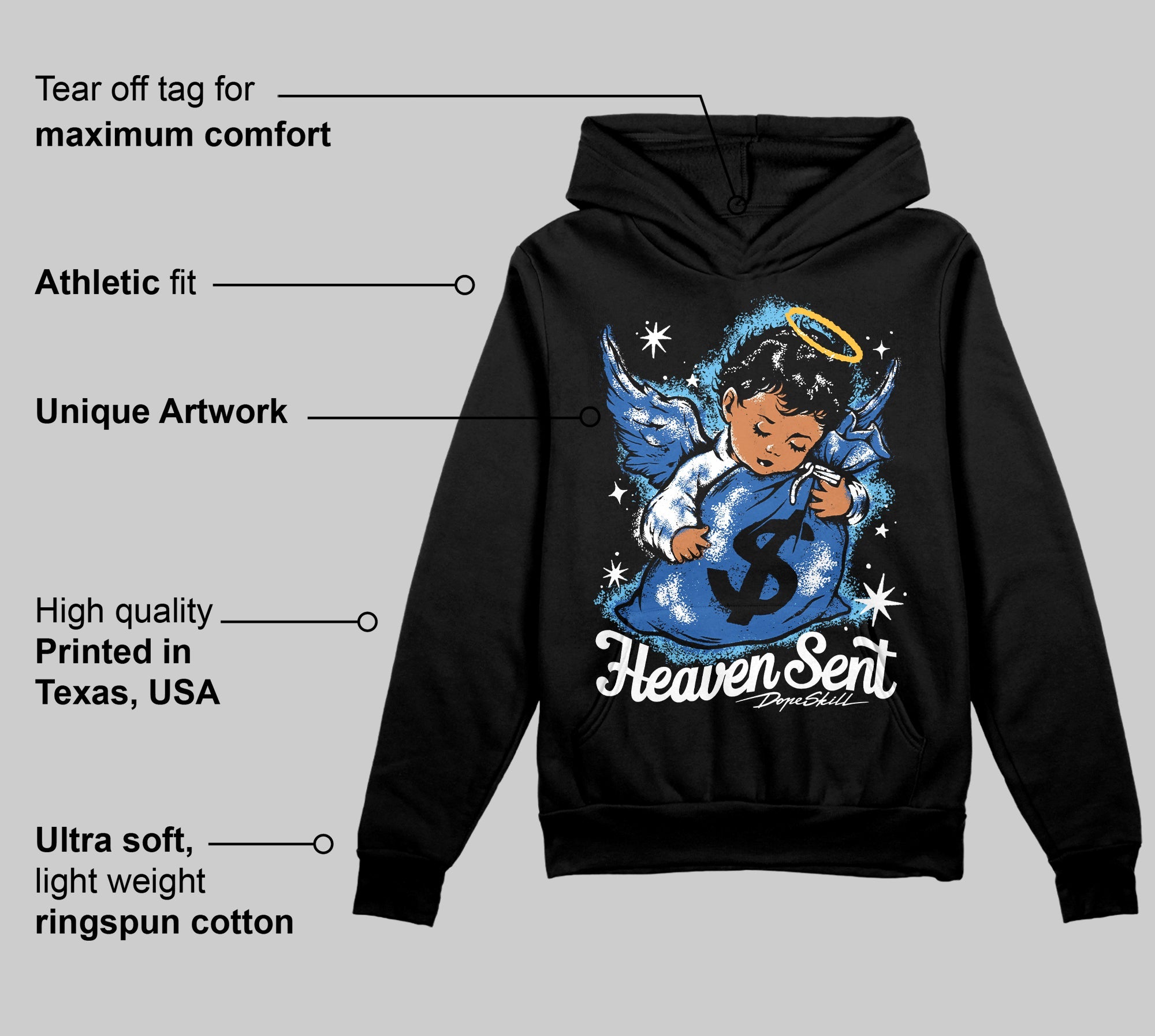 Blueberry 12s superstreetwear Hoodie Sweatshirt Heaven Sent Graphic