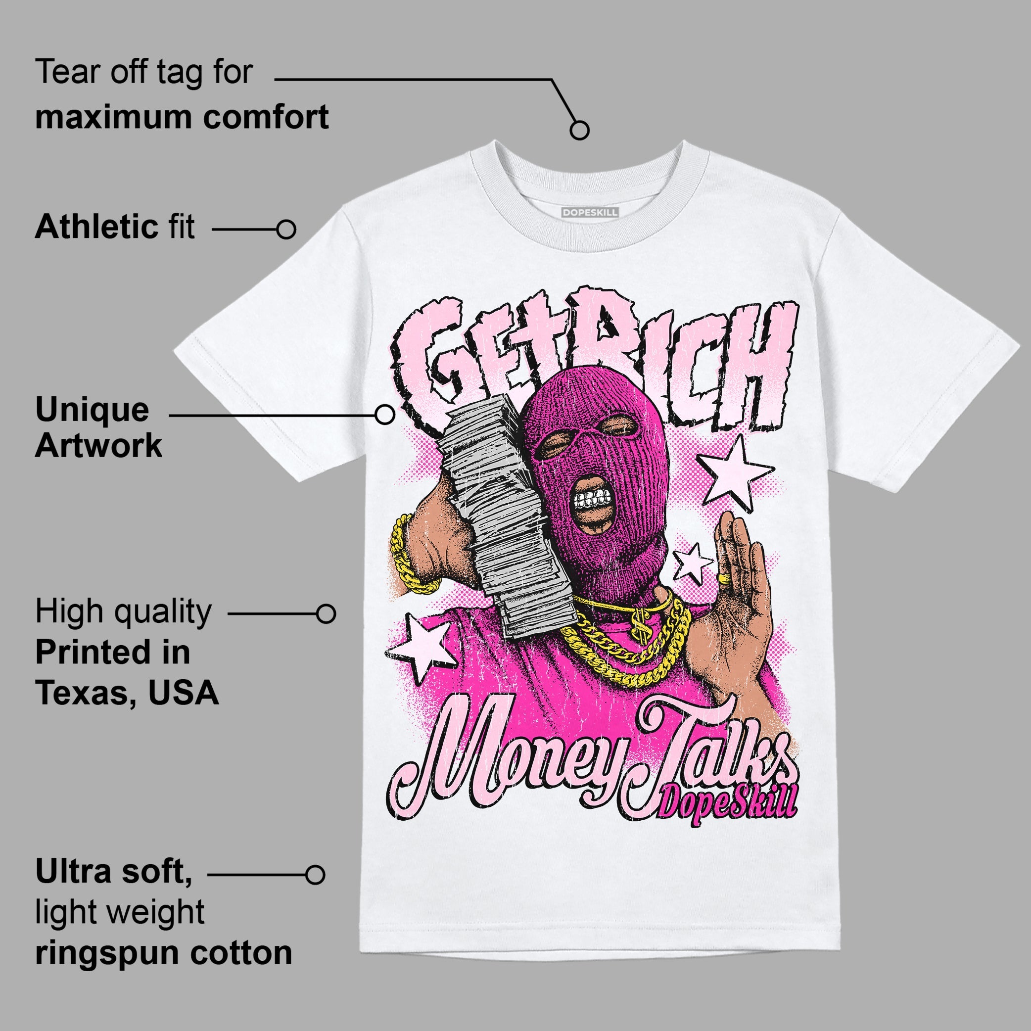 Triple Pink Dunk Low superstreetwear T-Shirt Get Rich Graphic