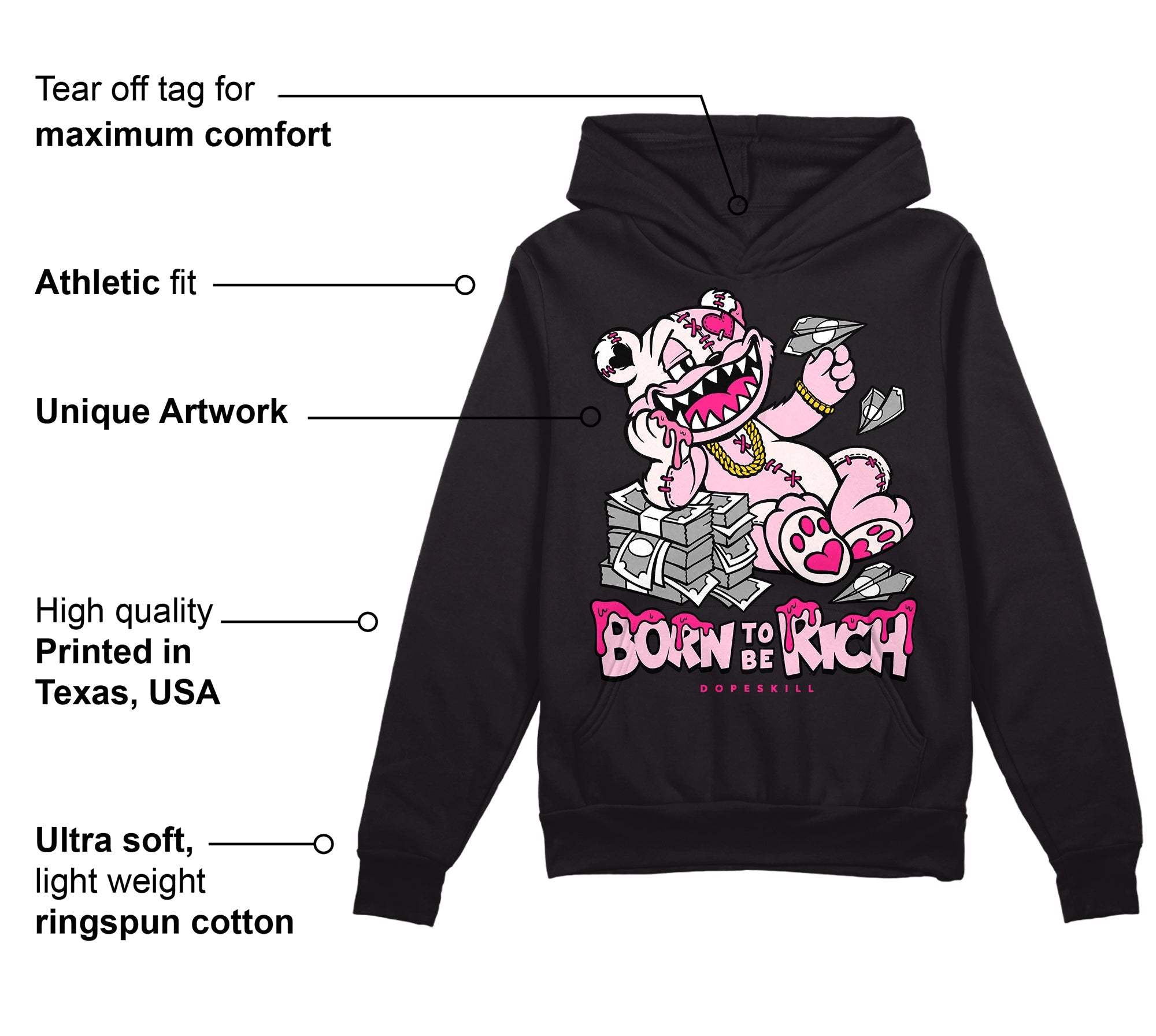 Dunk Pink Foam superstreetwear Hoodie Sweatshirt Born To Be Rich Graphic