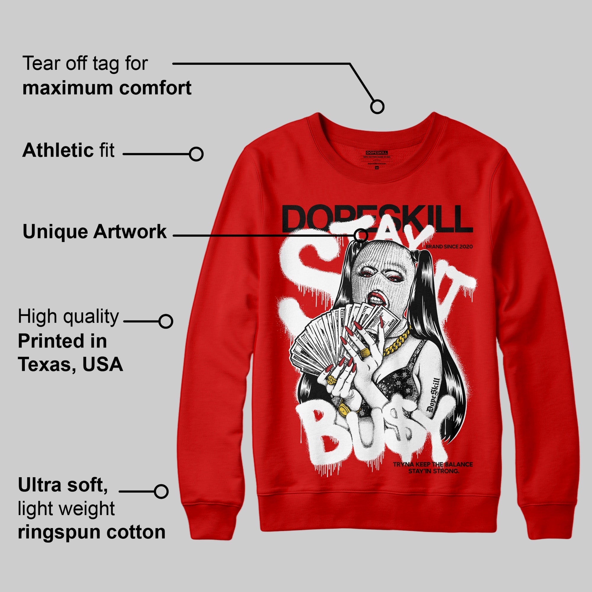 Bred Velvet 11s superstreetwear Red Sweatshirt Stay It Busy Graphic