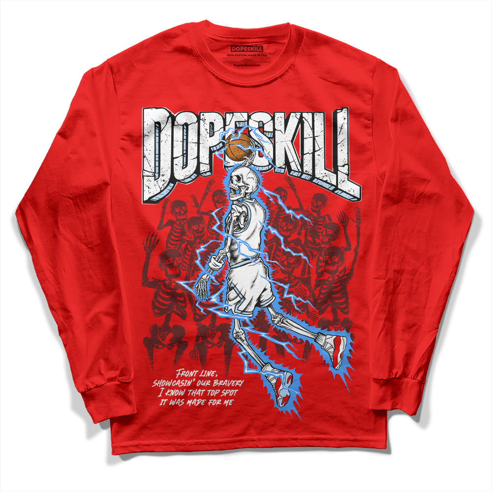 Cherry 11s superstreetwear Varsity Red Long Sleeve T-Shirt Thunder Dunk Graphic