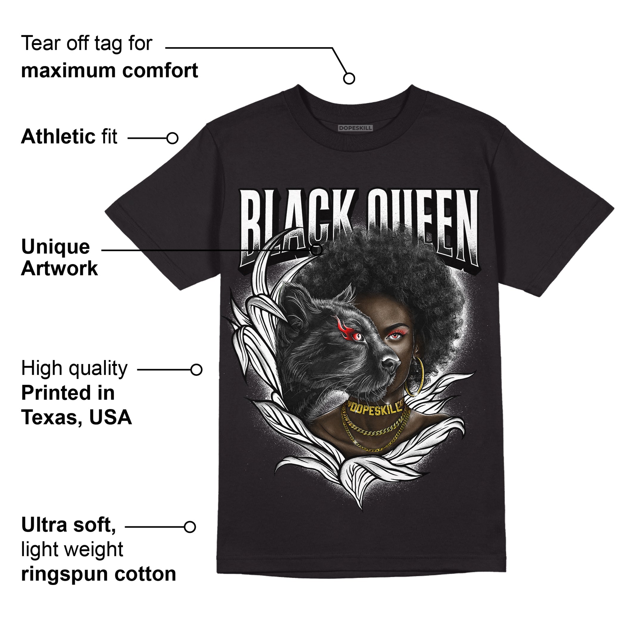 Dunk Low Panda White Black superstreetwear T-Shirt New Black Queen Graphic