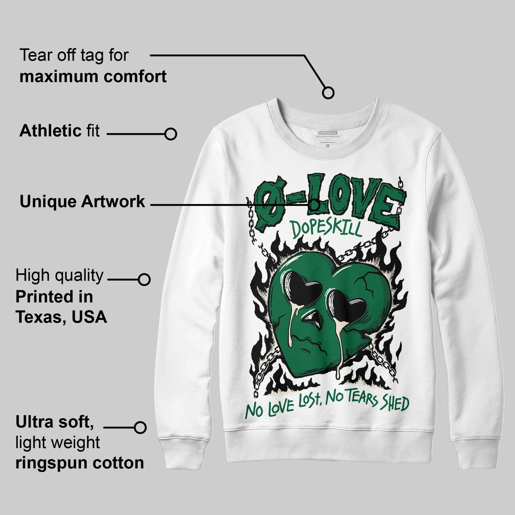 Pine Green 13s superstreetwear Sweatshirt Crying Heart Graphic