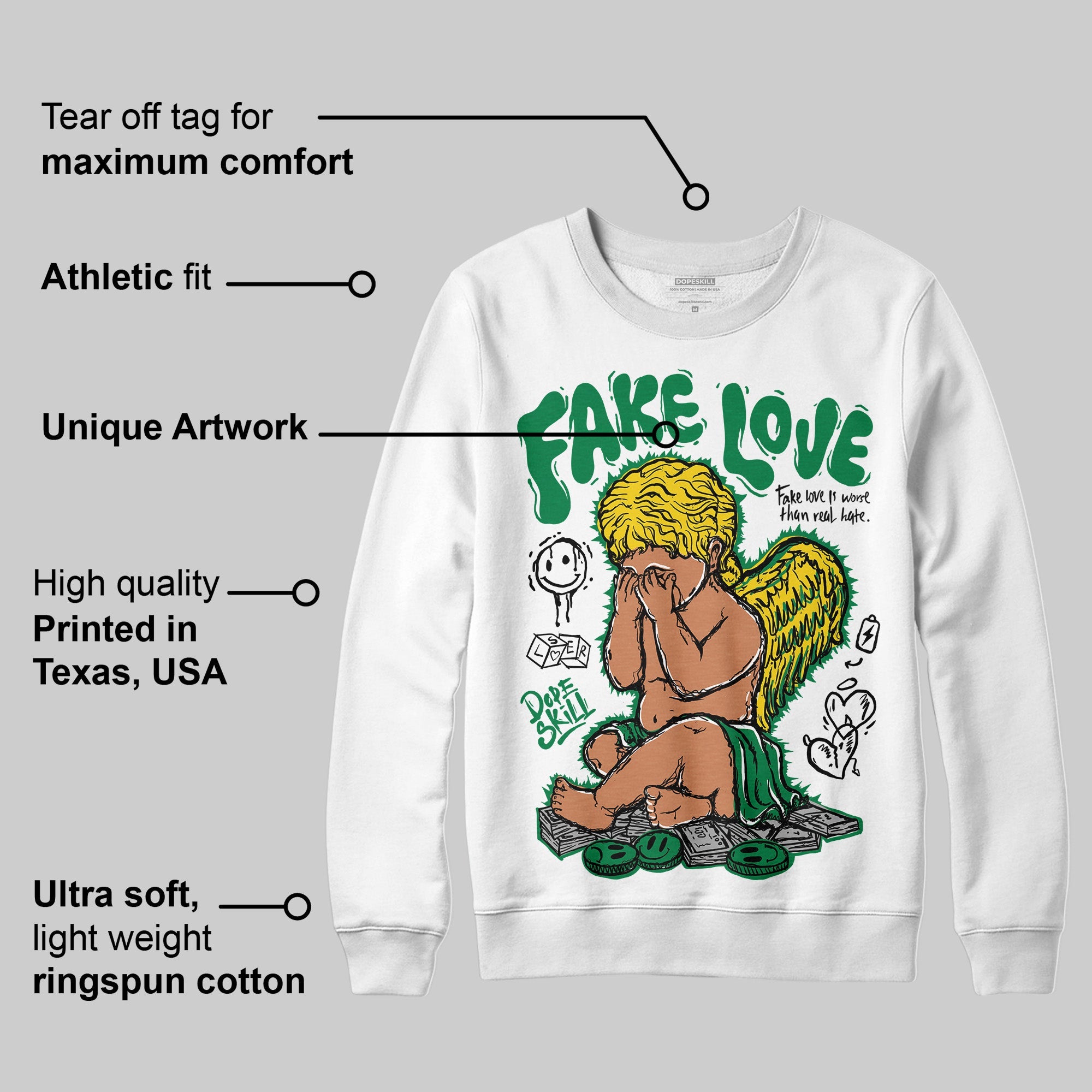 Lucky Green 5s superstreetwear Sweatshirt False Love Graphic