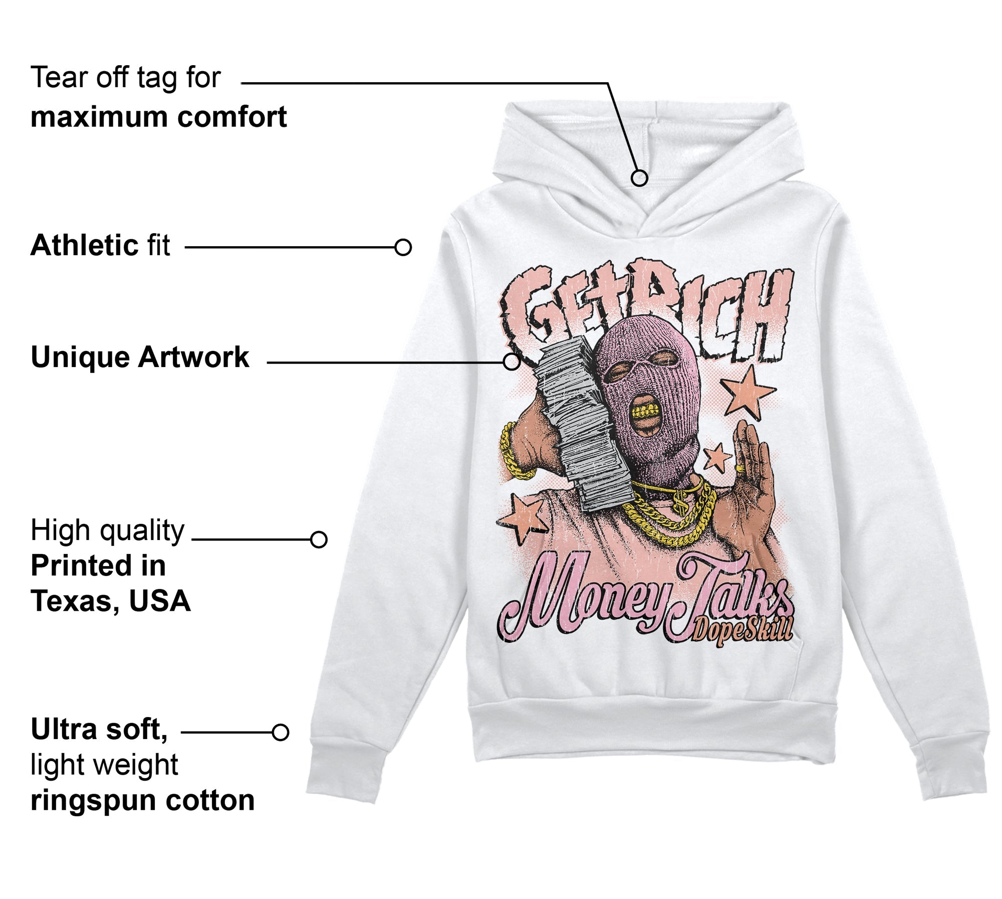 Legend Pink 11s superstreetwear Hoodie Sweatshirt Get Rich Graphic