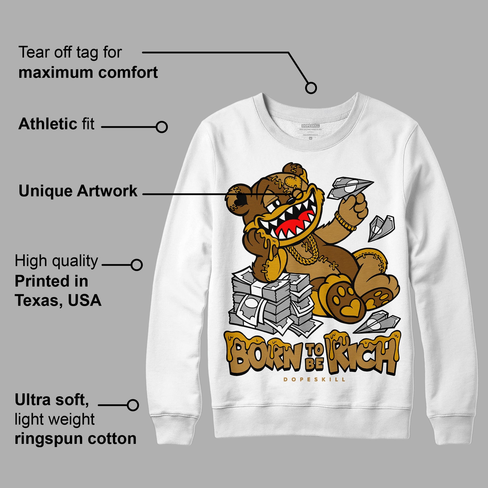 Wheat 13s superstreetwear Sweatshirt Born To Be Rich Graphic
