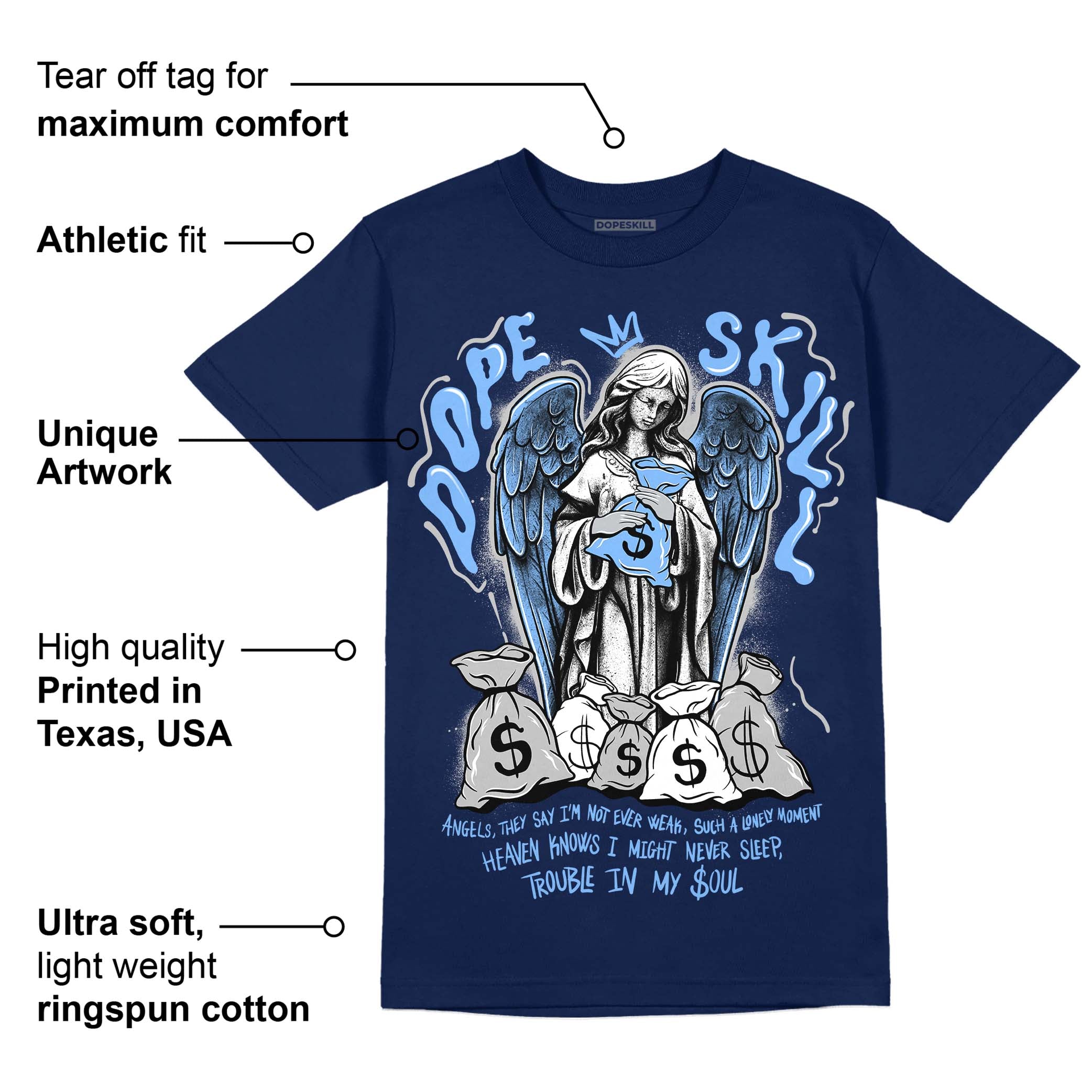 Midnight Navy 5s superstreetwear Navy T-Shirt Angels Graphic