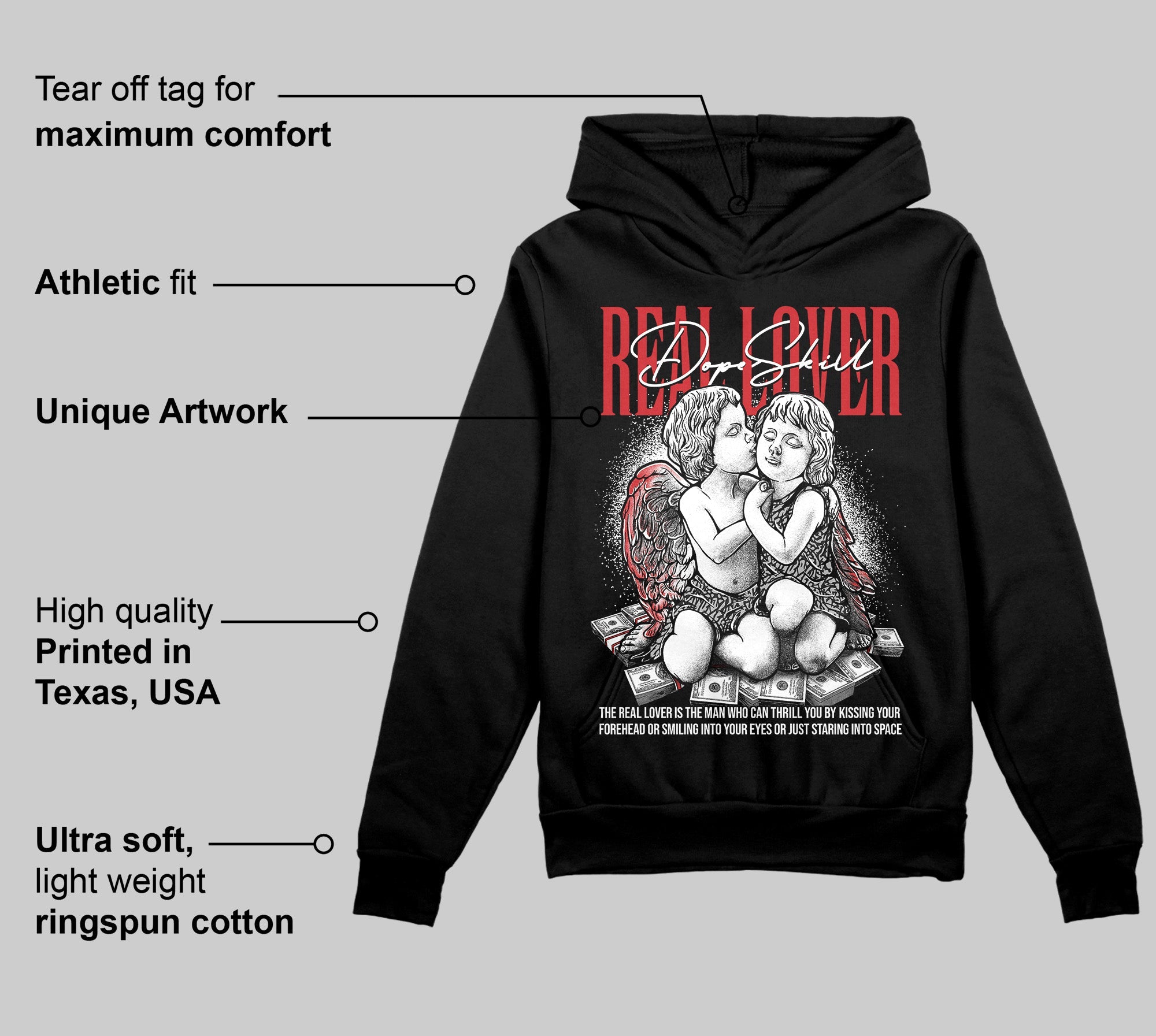 Black Cement 3s superstreetwear Hoodie Sweatshirt Real Lover Graphic