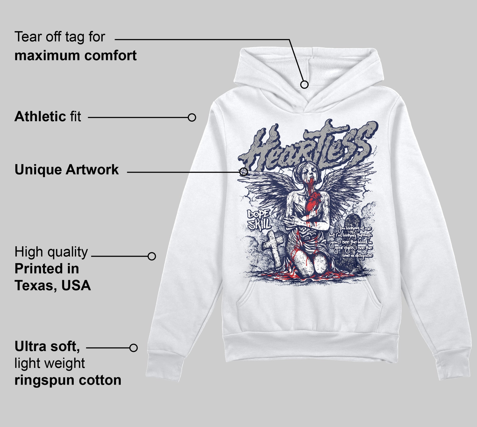 Midnight Navy 3s superstreetwear Hoodie Sweatshirt Heartless Graphic