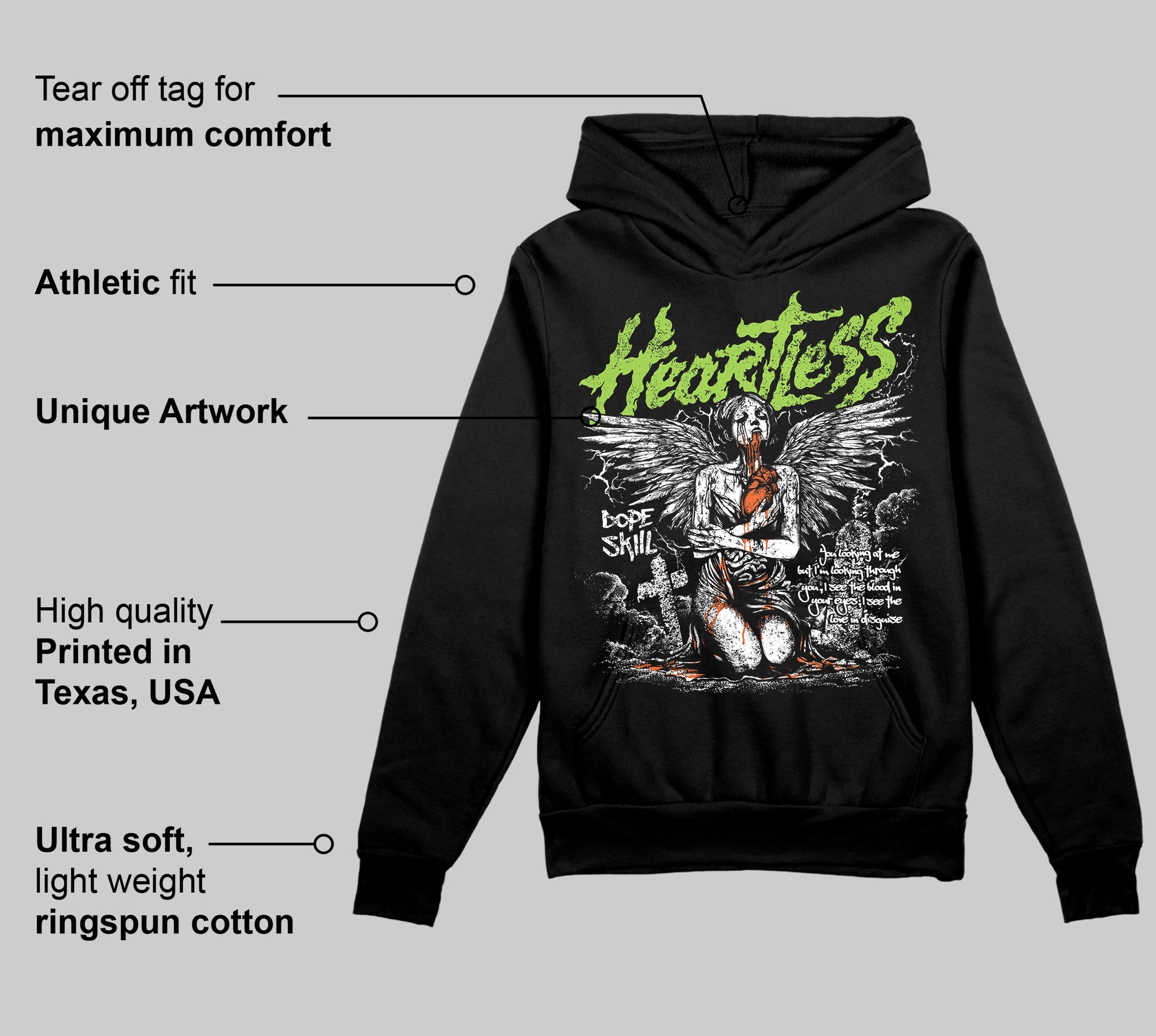 Neon Green Collection superstreetwear Hoodie Sweatshirt Heartless Graphic