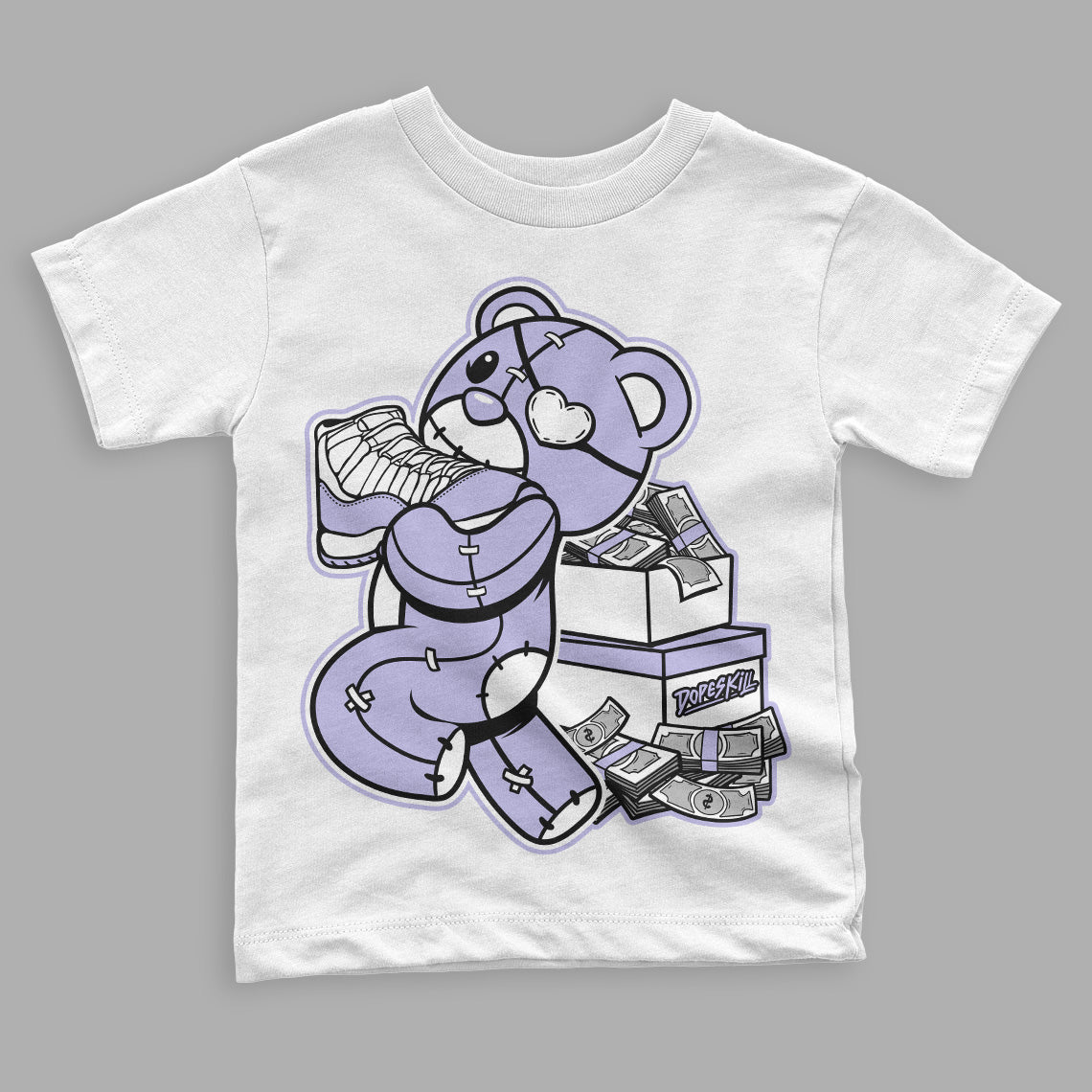 Pure Violet 11s Low superstreetwear Toddler Kids T-shirt Bear Steals Sneaker Graphic