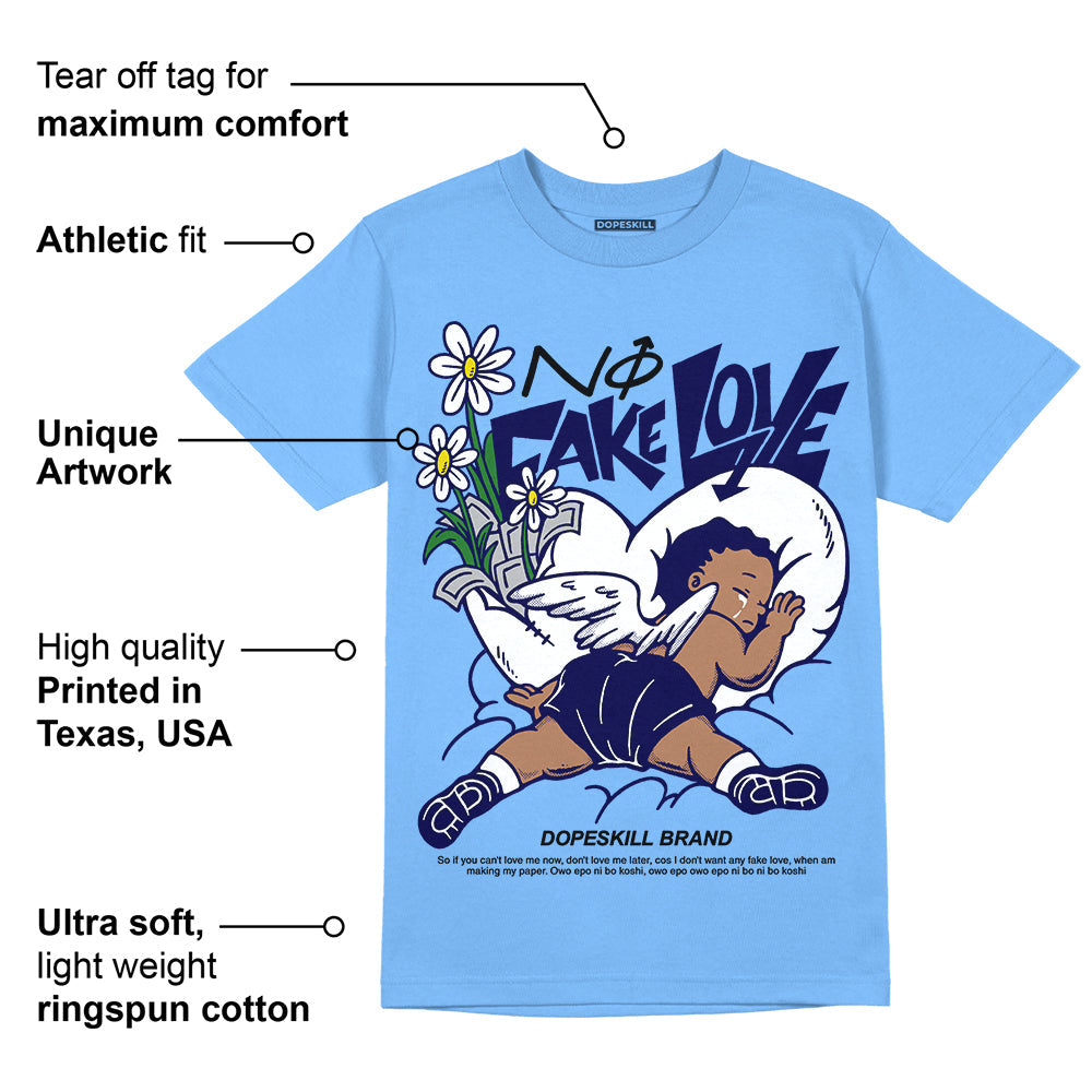 Powder Blue 9s superstreetwear Sky Blue T-shirt No Fake Love Graphic