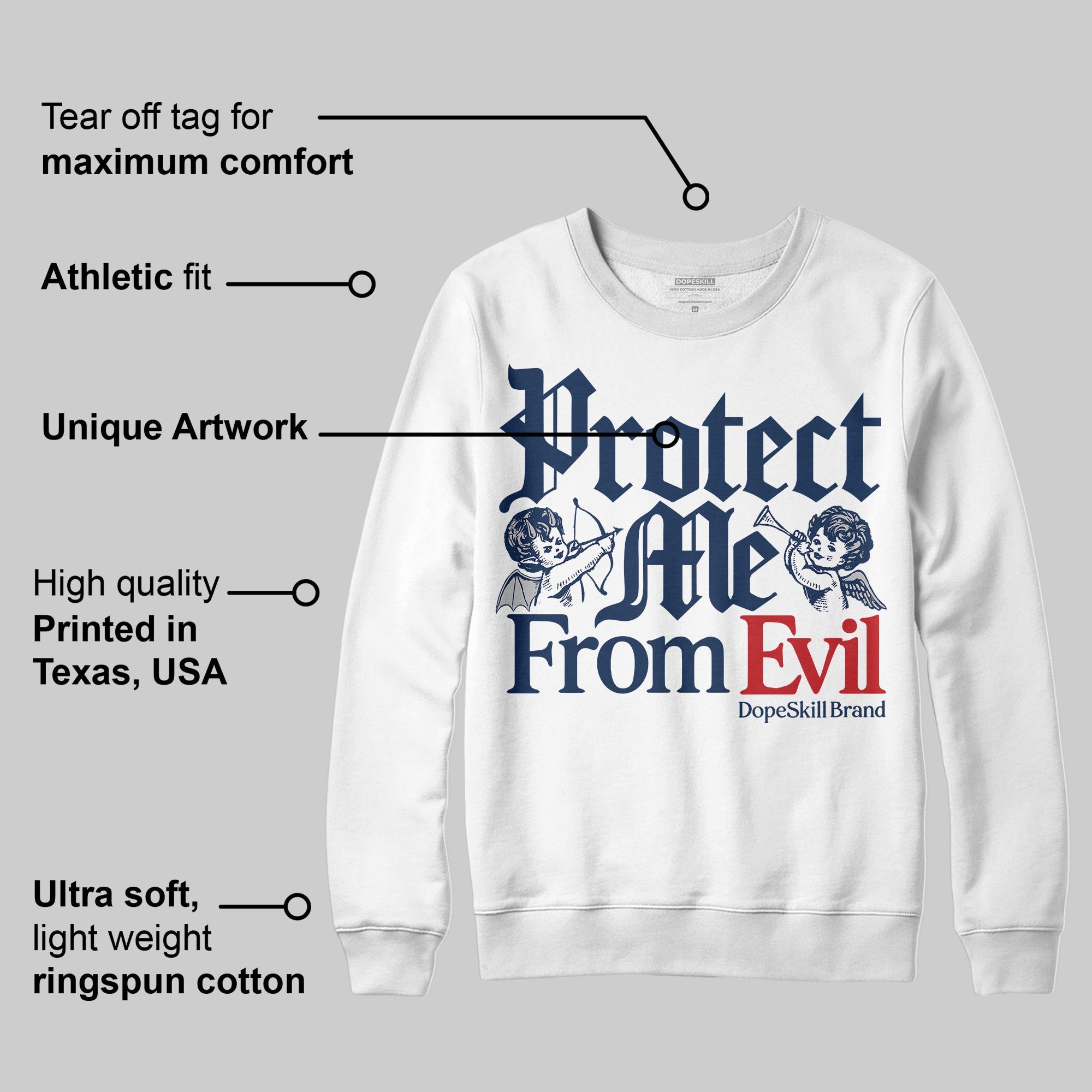 Summit White Navy 4s superstreetwear Sweatshirt Protect Me From Evil Graphic