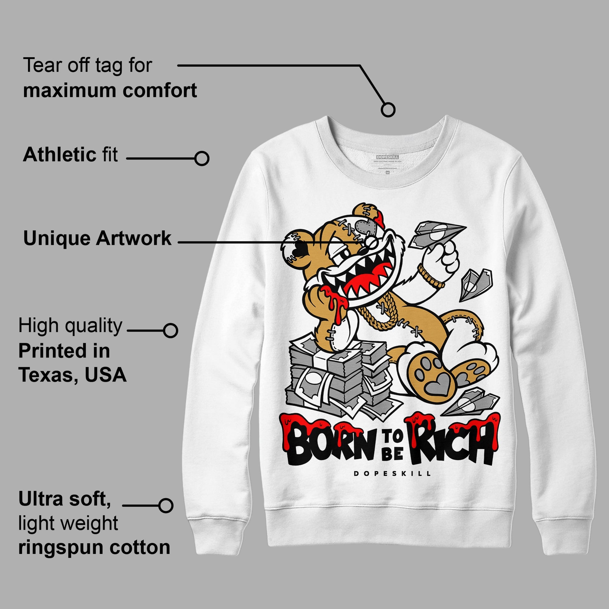 Gratitude 11s superstreetwear Sweatshirt Born To Be Rich Graphic