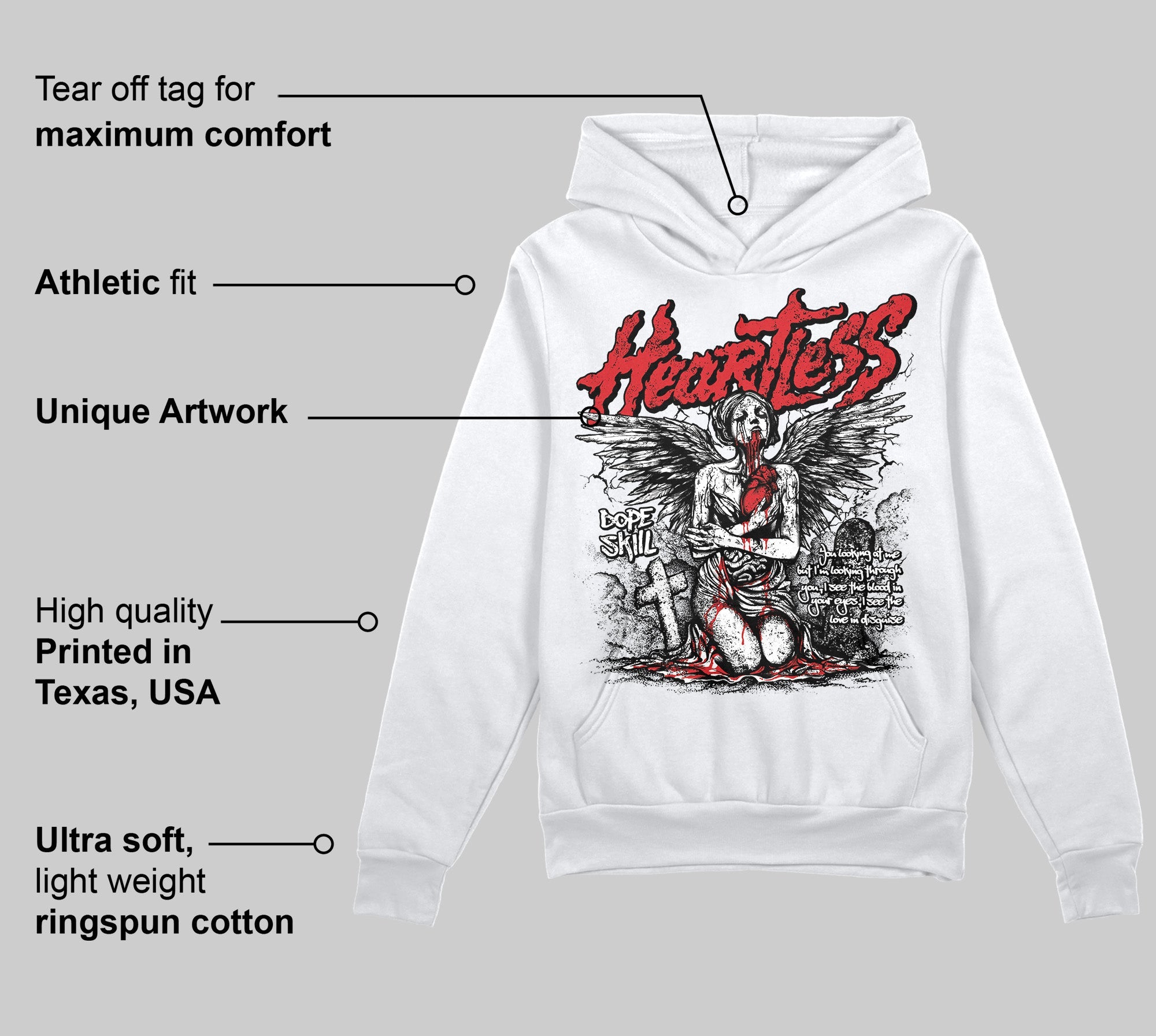 Fire Red 3s superstreetwear Hoodie Sweatshirt Heartless Graphic