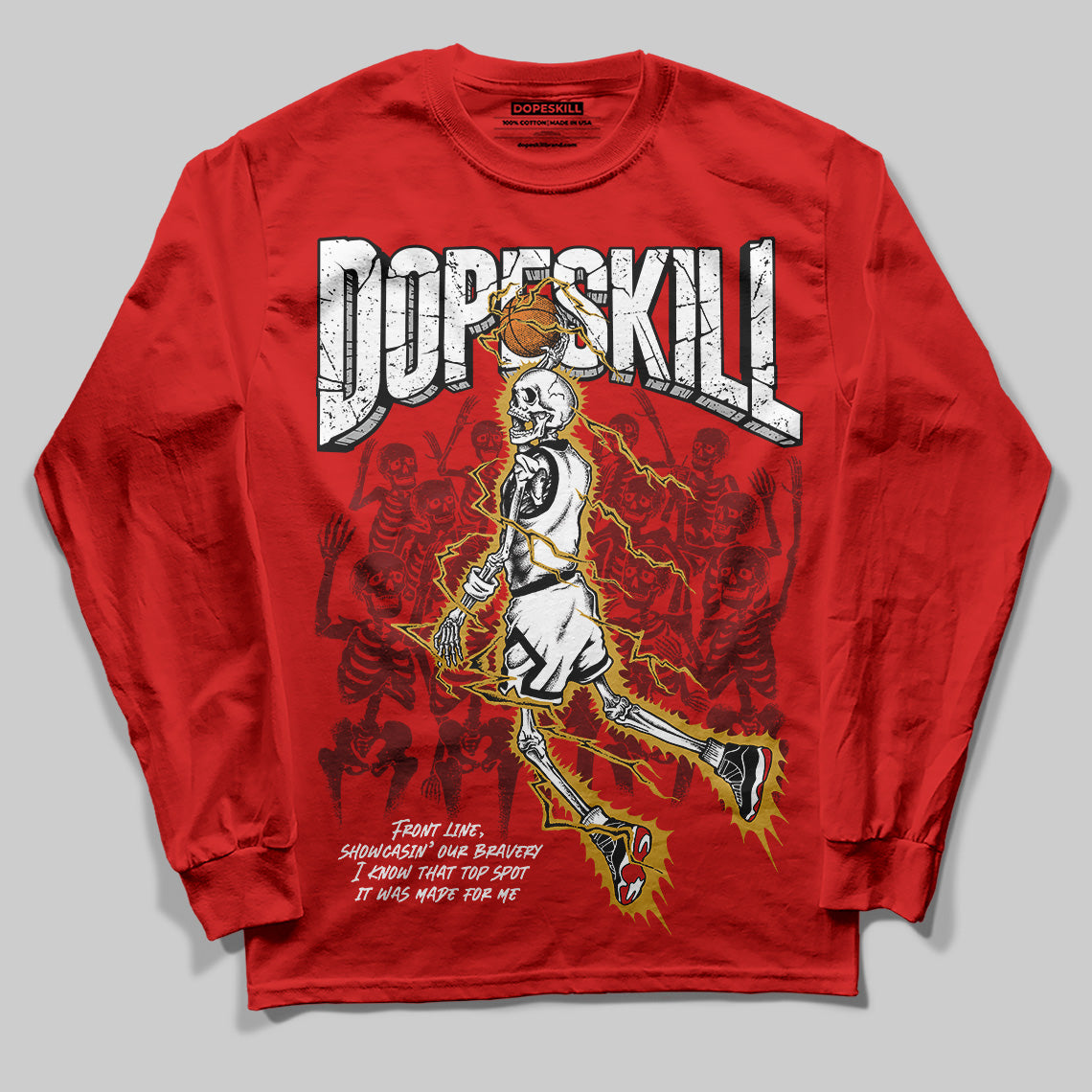 Bred Velvet 11s superstreetwear Red Long Sleeve T-Shirt Thunder Dunk Graphic