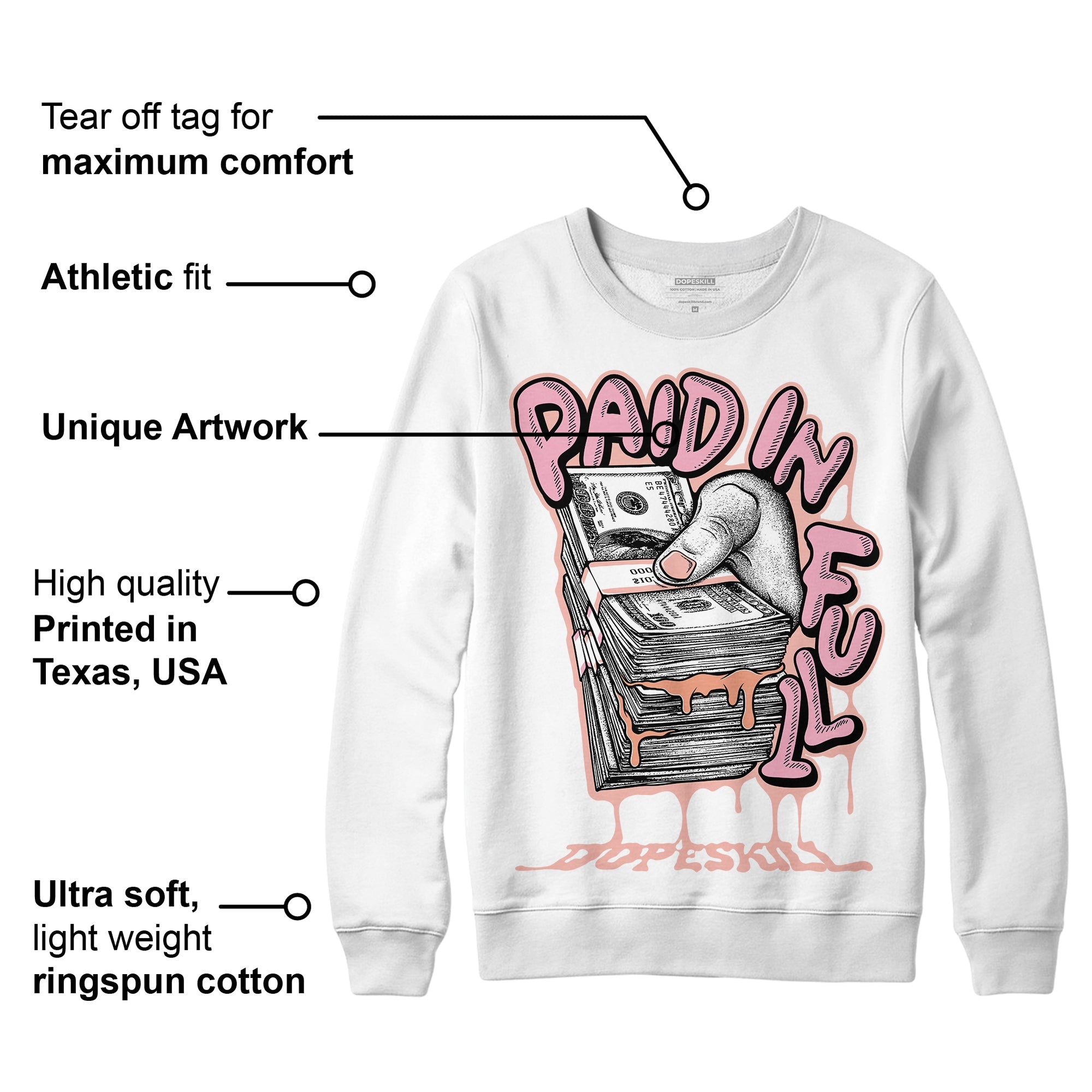 Legend Pink 11s superstreetwear Sweatshirt Paid In Full Graphic