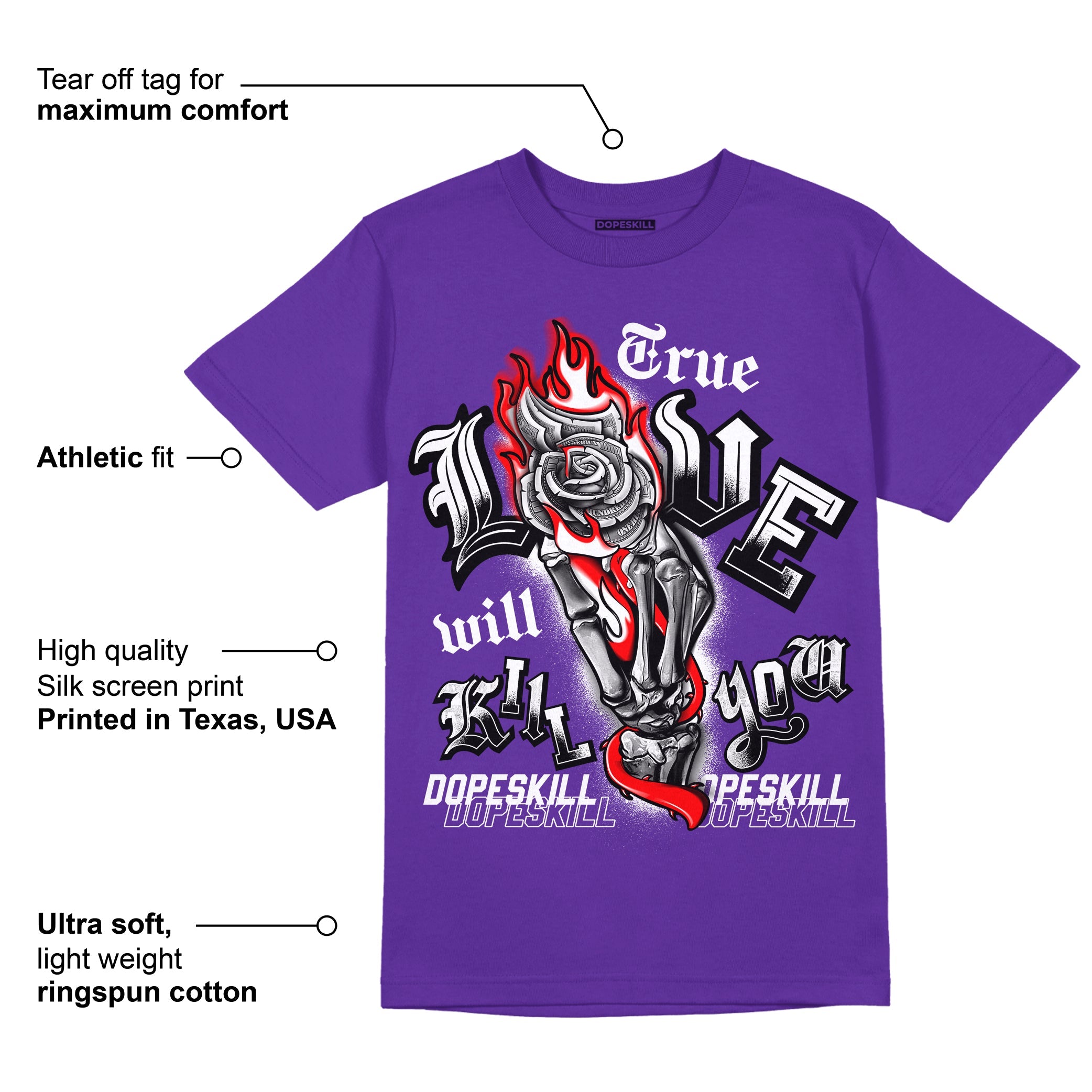 PURPLE Collection superstreetwear Purple T-shirt True Love Will Kill You Graphic