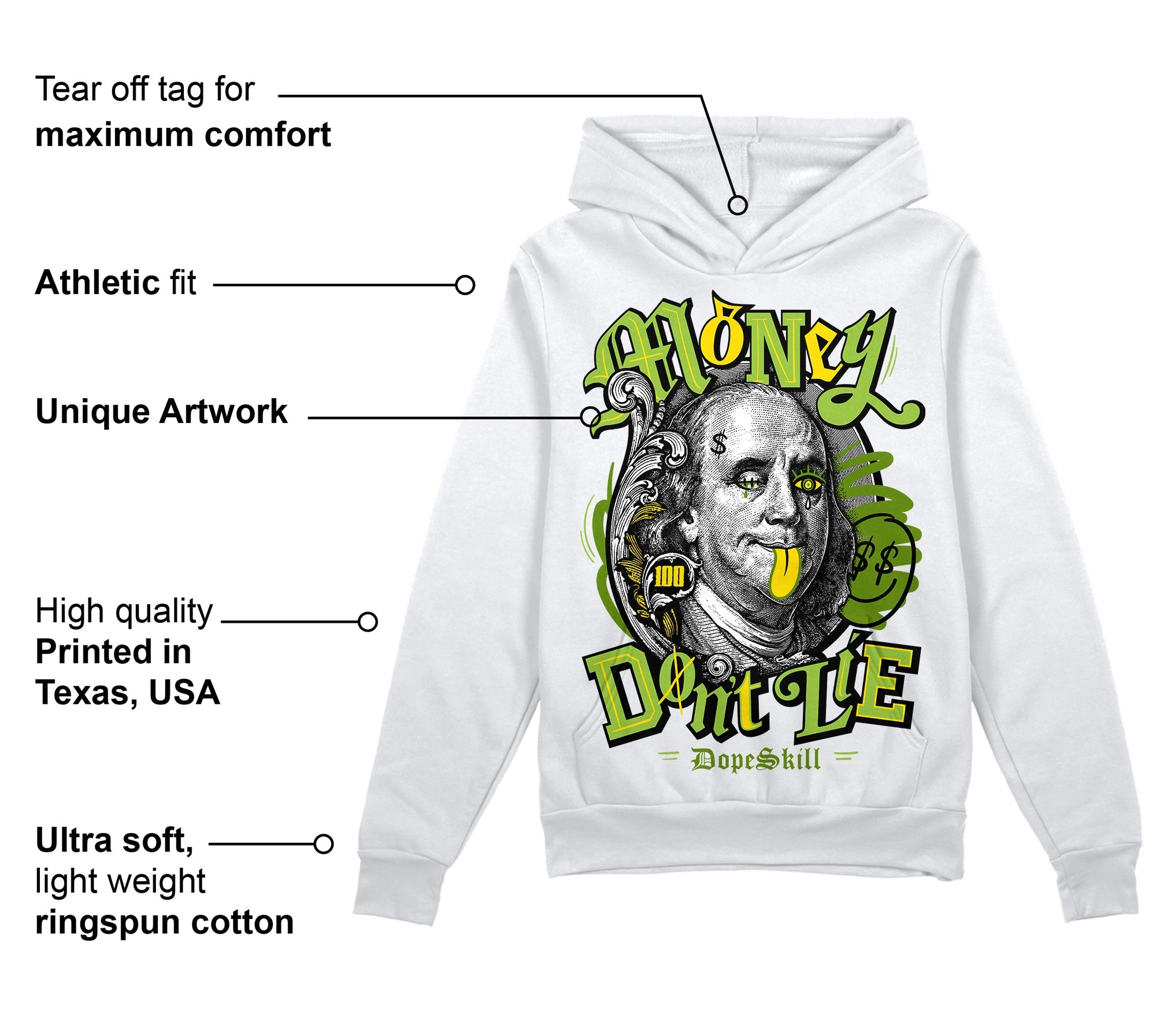 Dunk 'Chlorophyll' superstreetwear Hoodie Sweatshirt Money Don't Lie Graphic