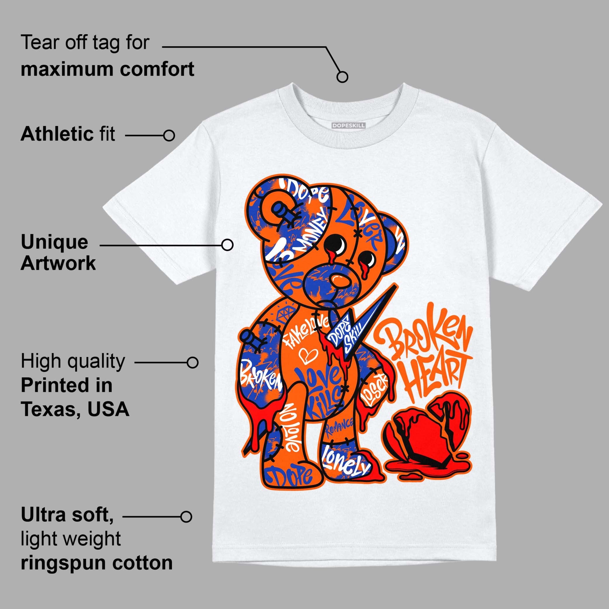 Dunk Low Futura Orange Blaze superstreetwear T-Shirt Broken Heart Graphic