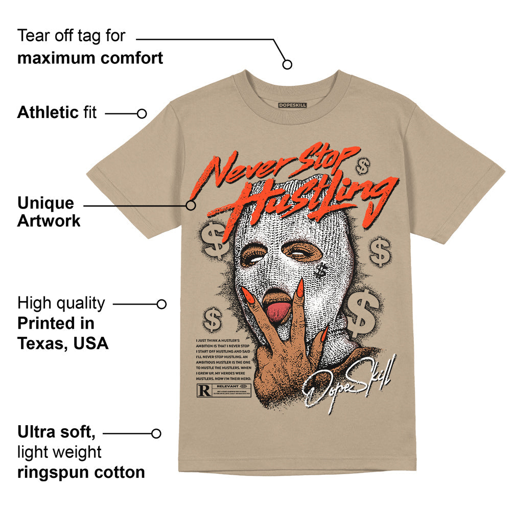 Latte 1s superstreetwear Medium Brown T-shirt Never Stop Hustling Graphic