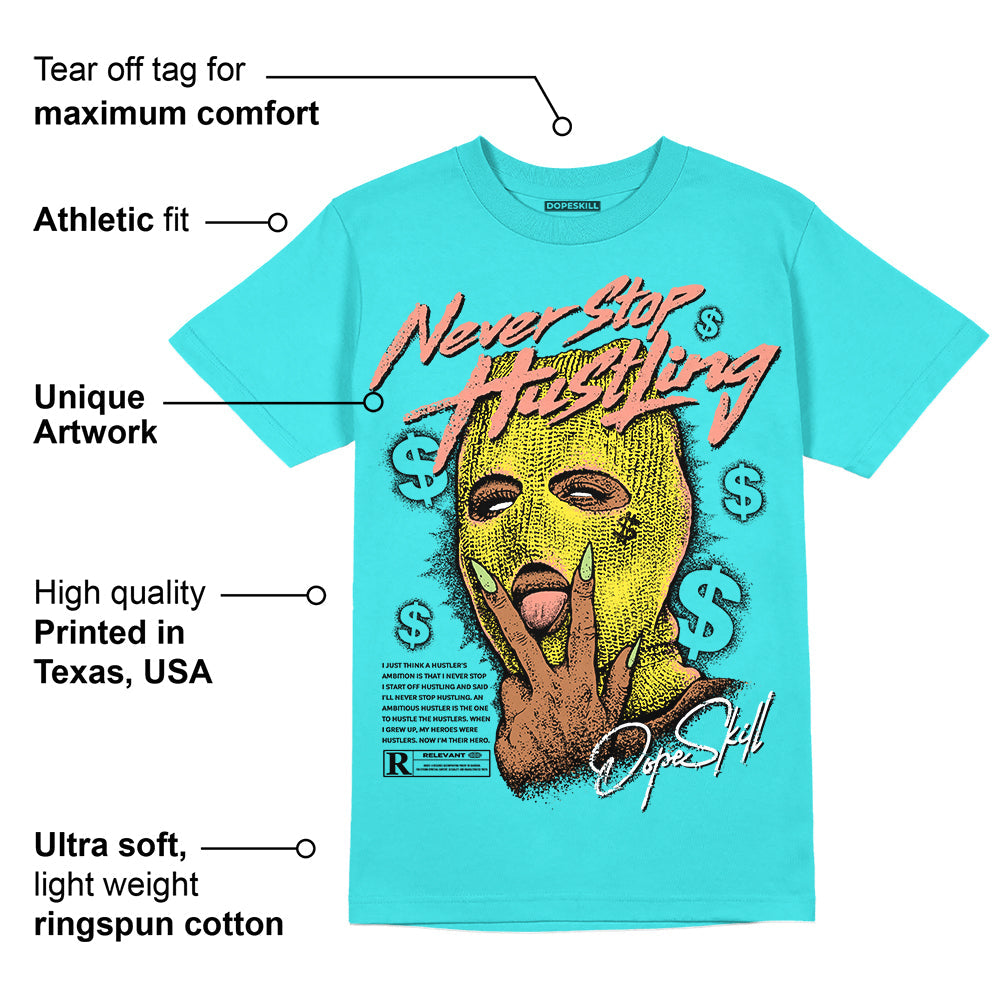 Cyan Burst 9060 superstreetwear Virtual Blue T-Shirt Never Stop Hustling Graphic