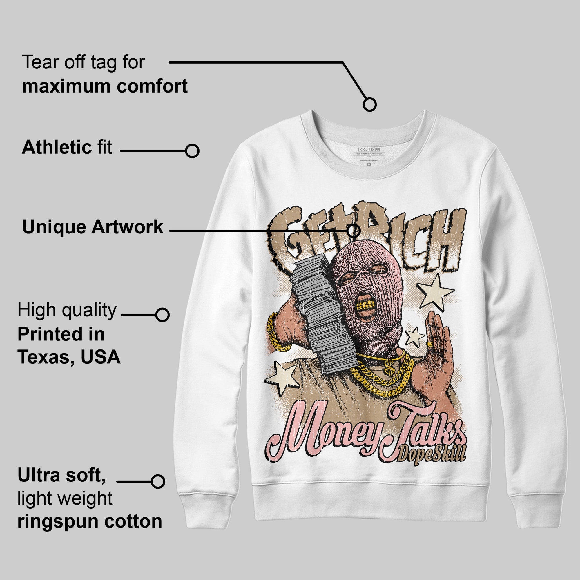 AIR FORCE 1 LINEN superstreetwear Sweatshirt Get Rich Graphic