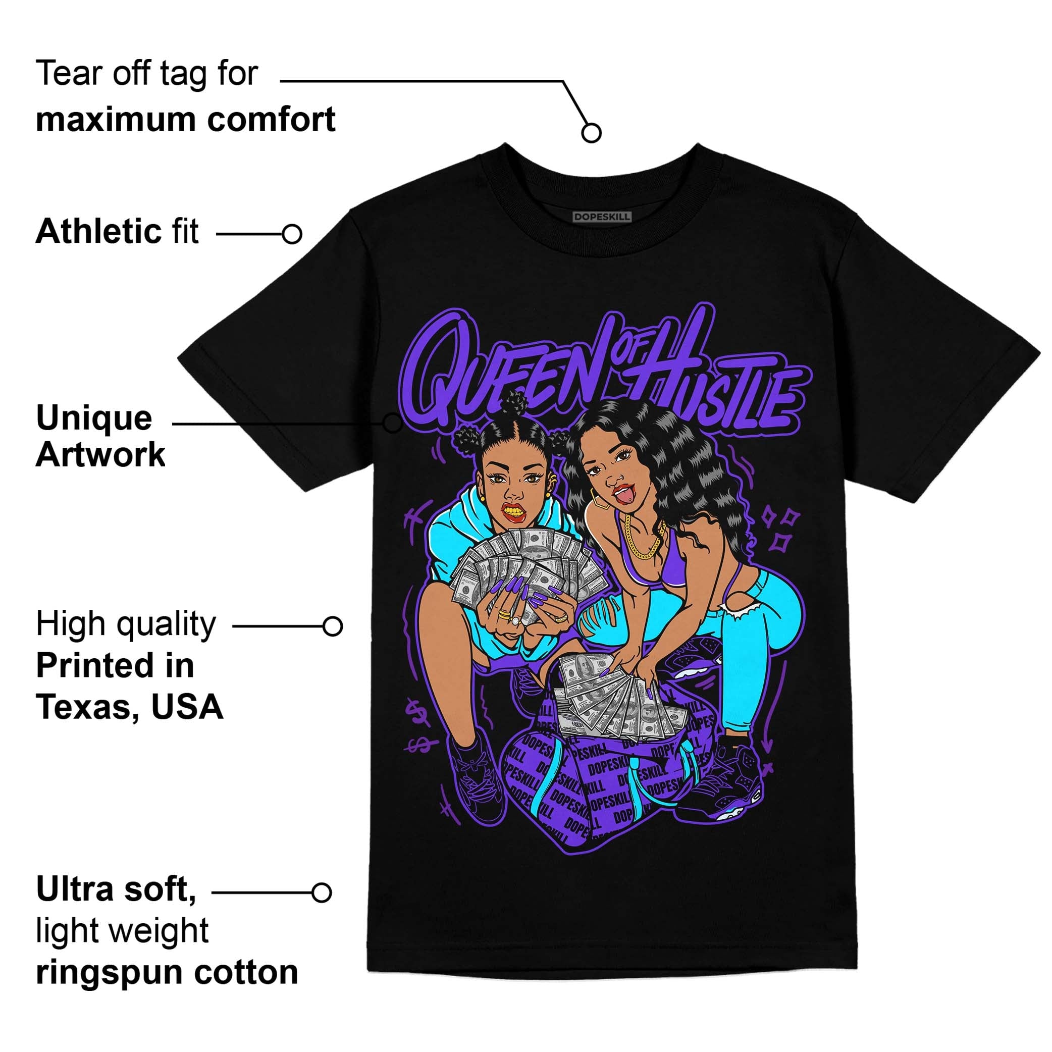 Aqua 6s superstreetwear T-Shirt Queen Of Hustle Graphic