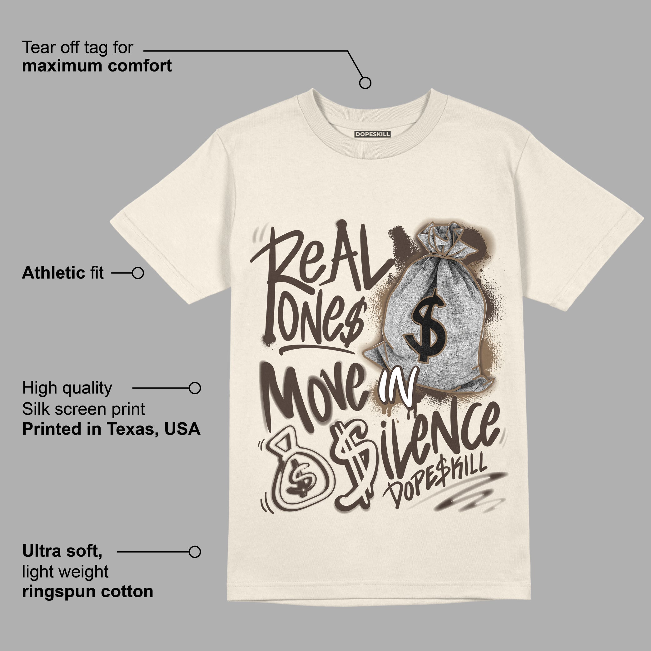 AJ 1 Low OG a??Reverse Mochaa?? superstreetwear Sail T-shirt Real Ones Move In Silence Graphic