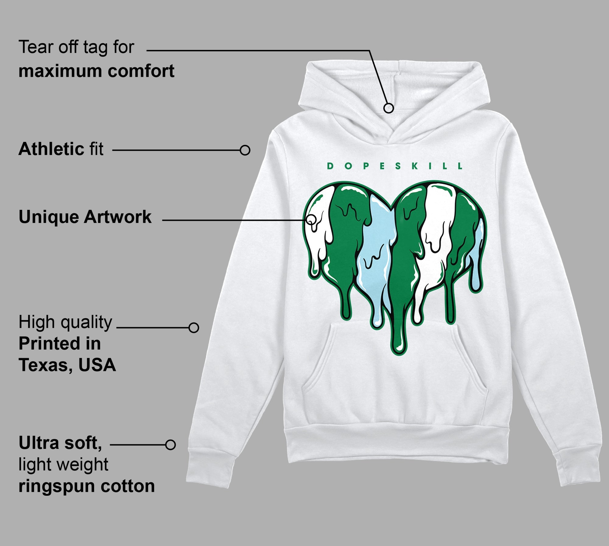 Lucky Green 5s superstreetwear Hoodie Sweatshirt Slime Drip Heart Graphic