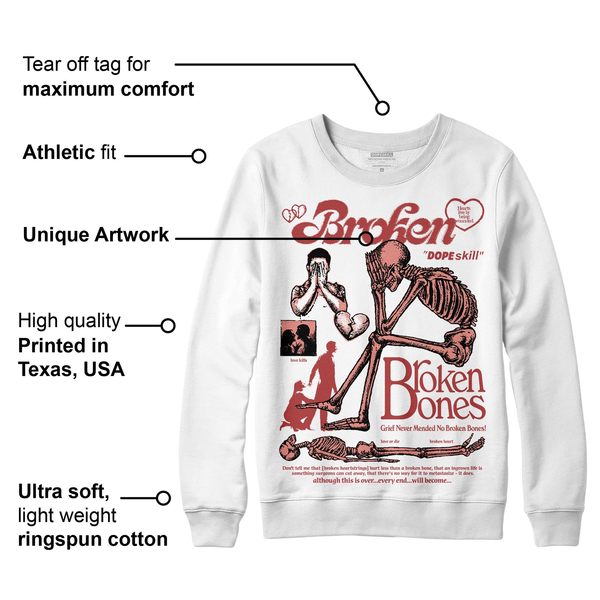 Dune Red 13s superstreetwear Sweatshirt Broken Bones Graphic