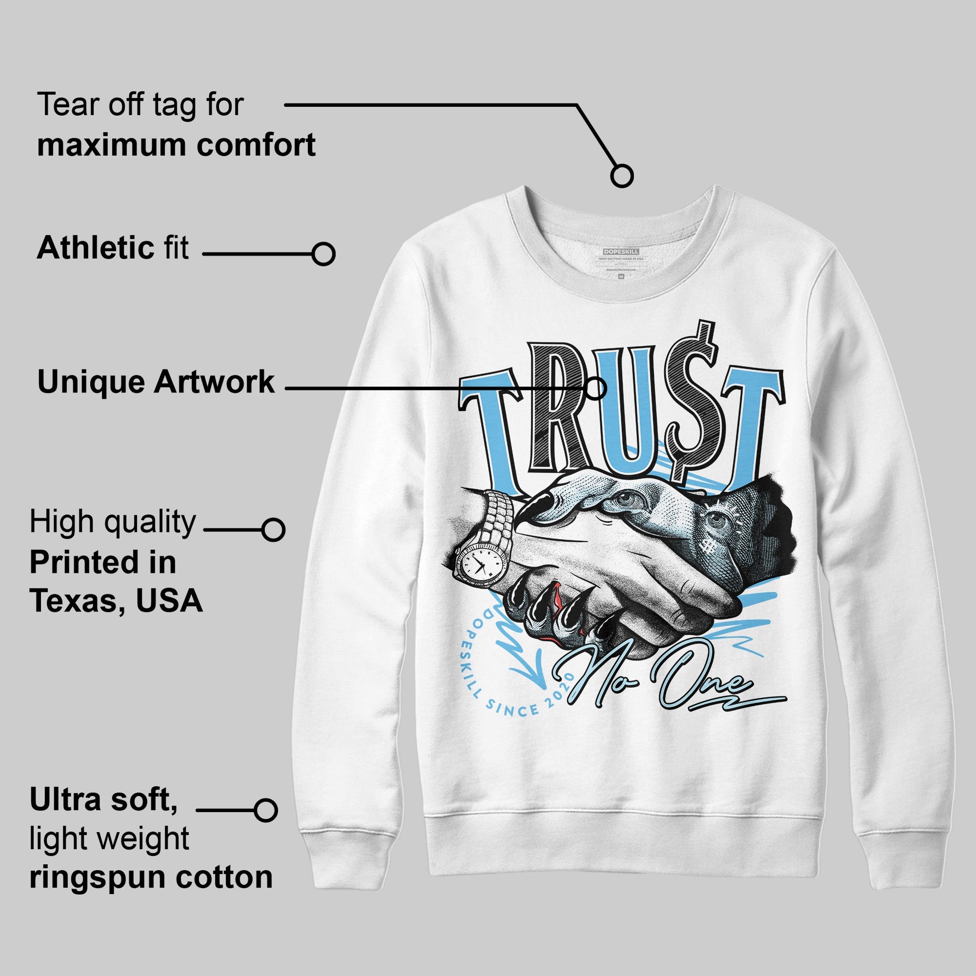 Legend Blue 11s superstreetwear Sweatshirt Trust No One Graphic