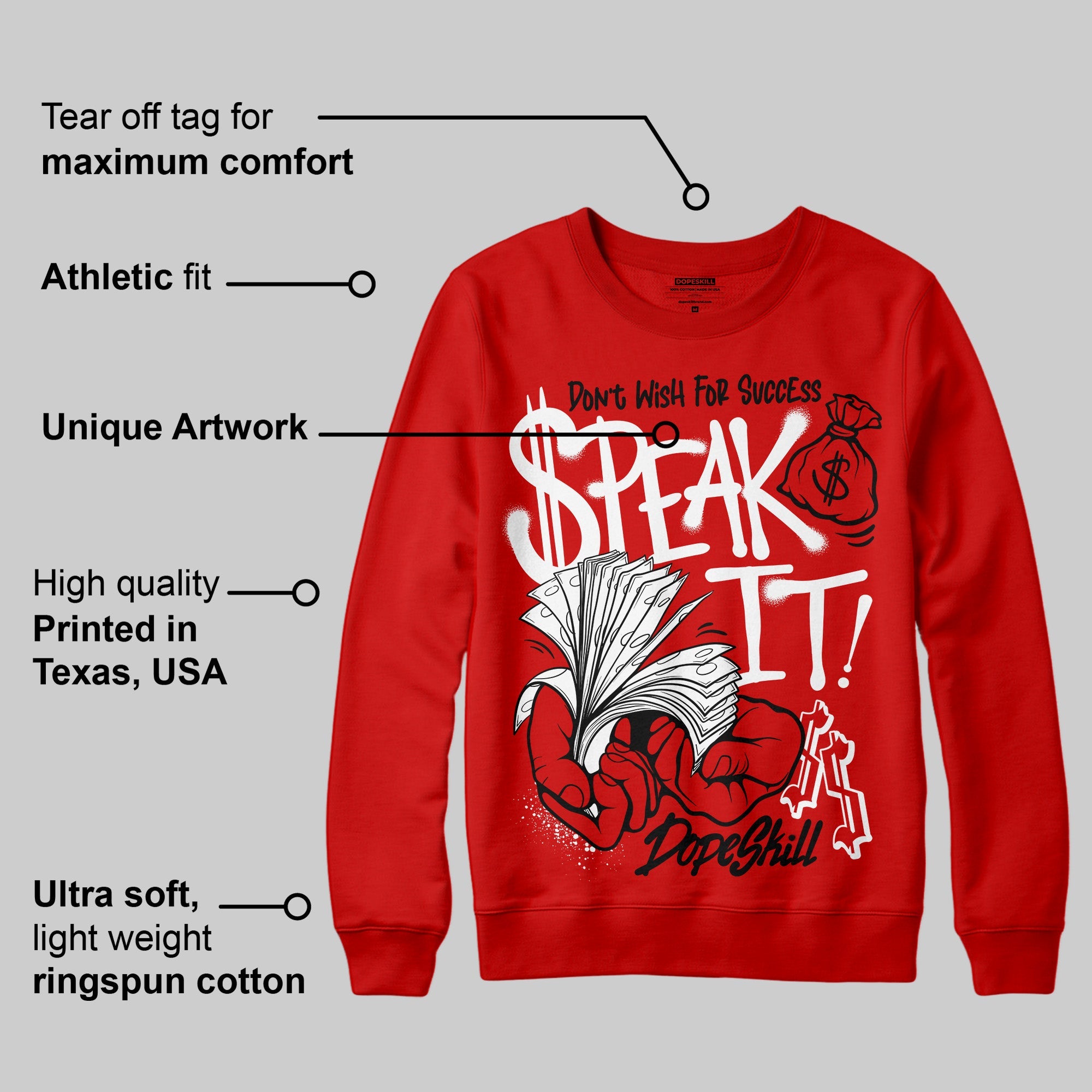 Bred Velvet 11s superstreetwear Red Sweatshirt Speak It Graphic