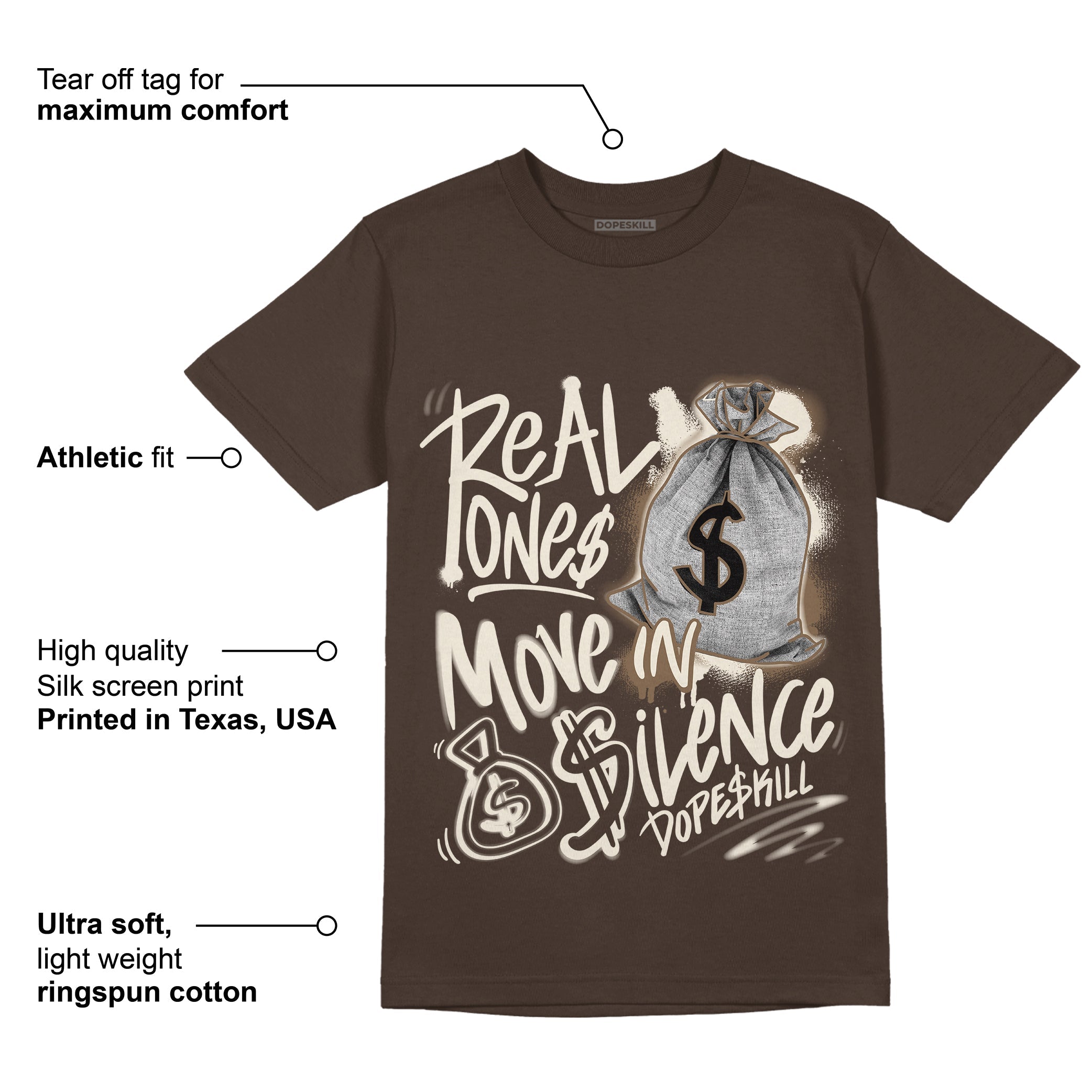 AJ 1 Low OG a??Reverse Mochaa?? superstreetwear Ridgerock T-shirt Real Ones Move In Silence Graphic