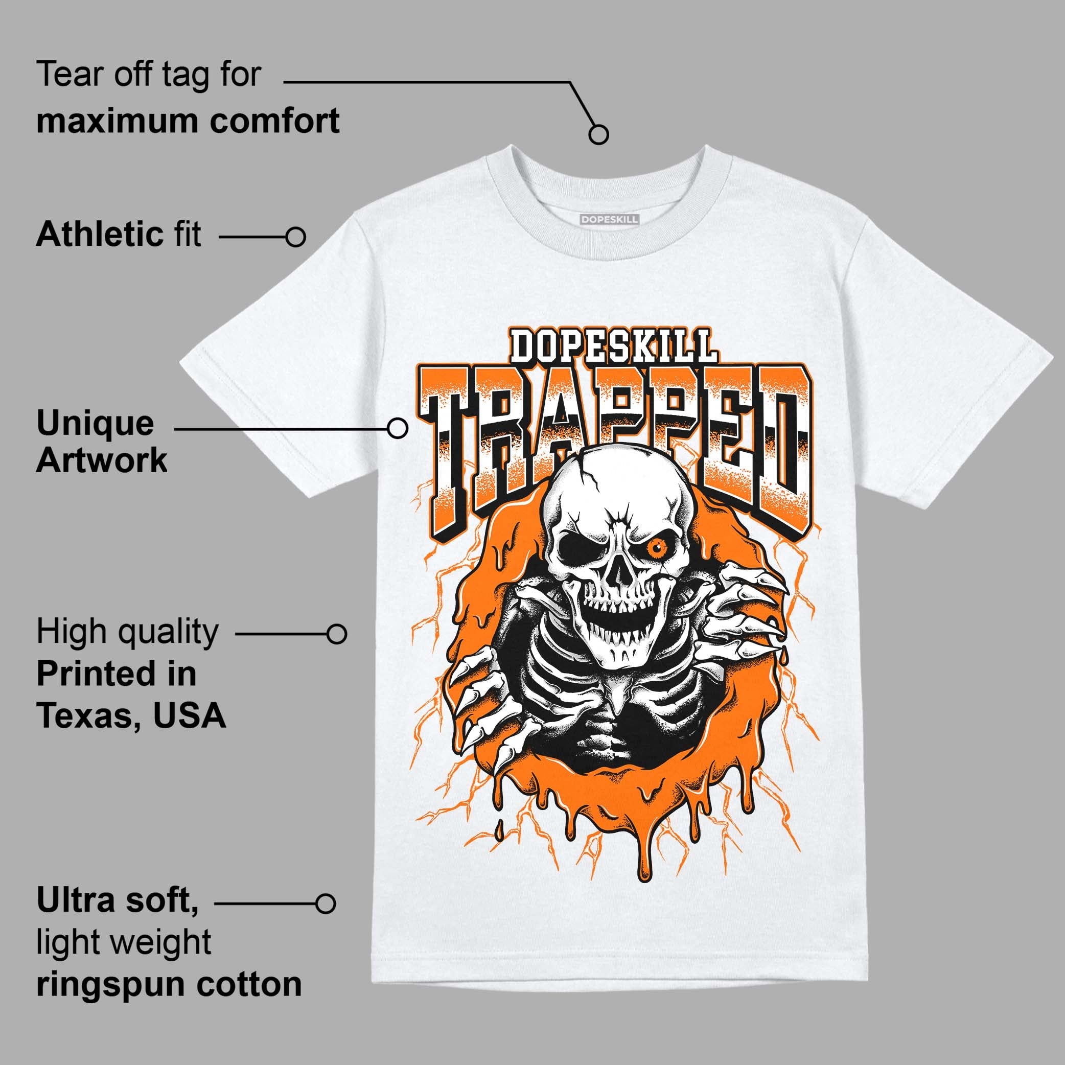 Orange Black White superstreetwear T-Shirt Trapped Halloween Graphic