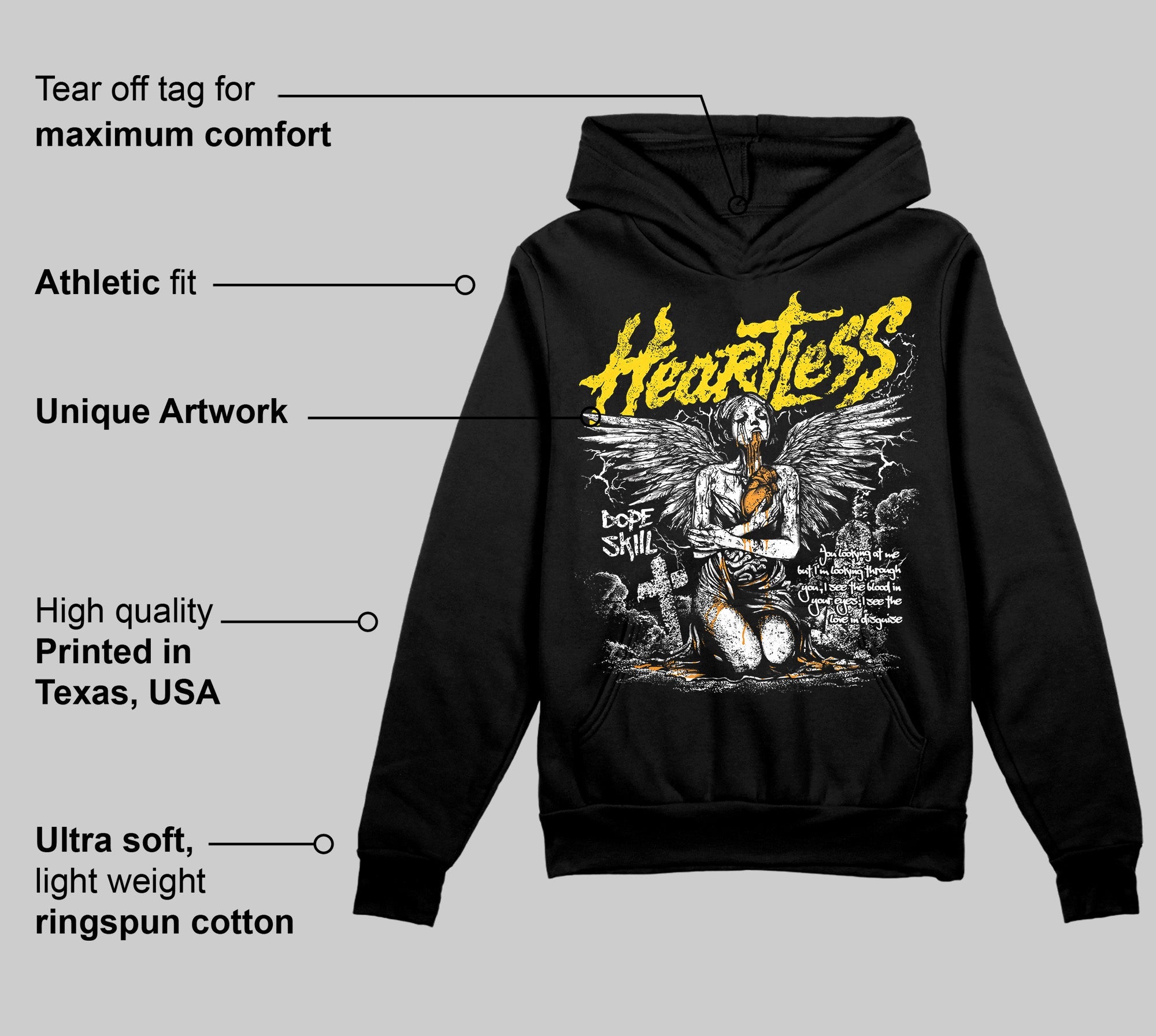 Yellow Ochre 6s superstreetwear Hoodie Sweatshirt Heartless Graphic