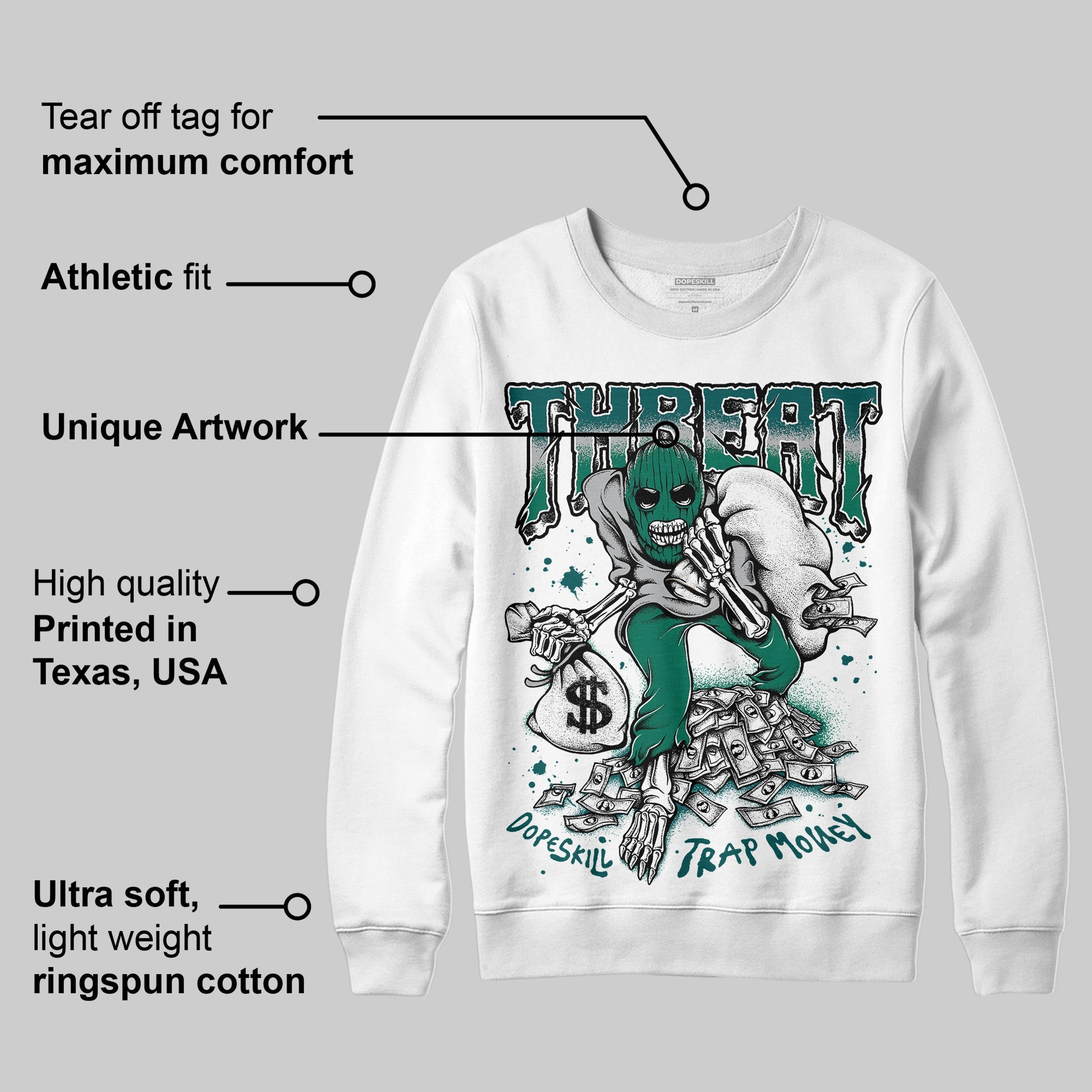 Gel 1130 White Dark Neptune superstreetwear Sweatshirt Threat Graphic