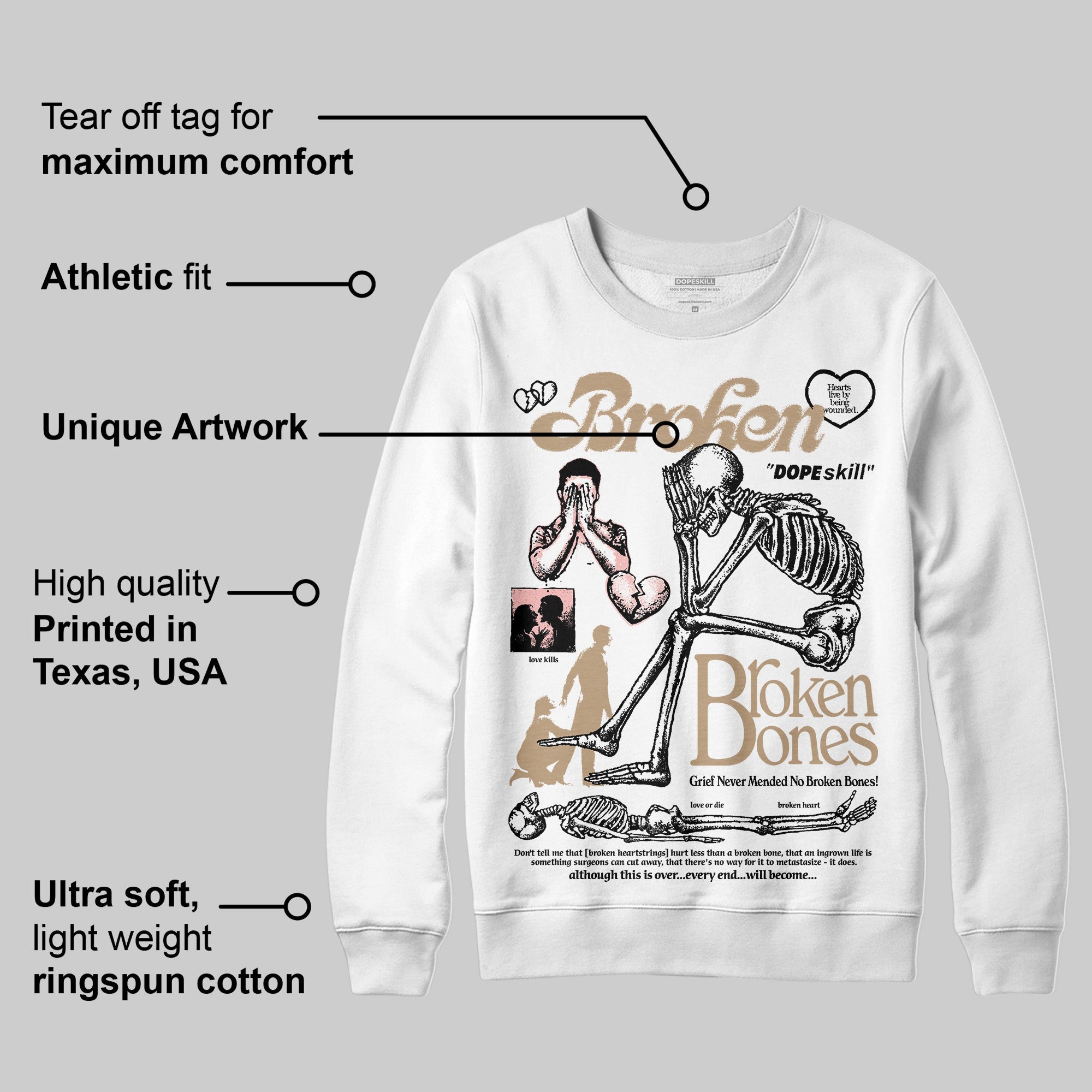 AIR FORCE 1 LINEN superstreetwear Sweatshirt Broken Bones Graphic