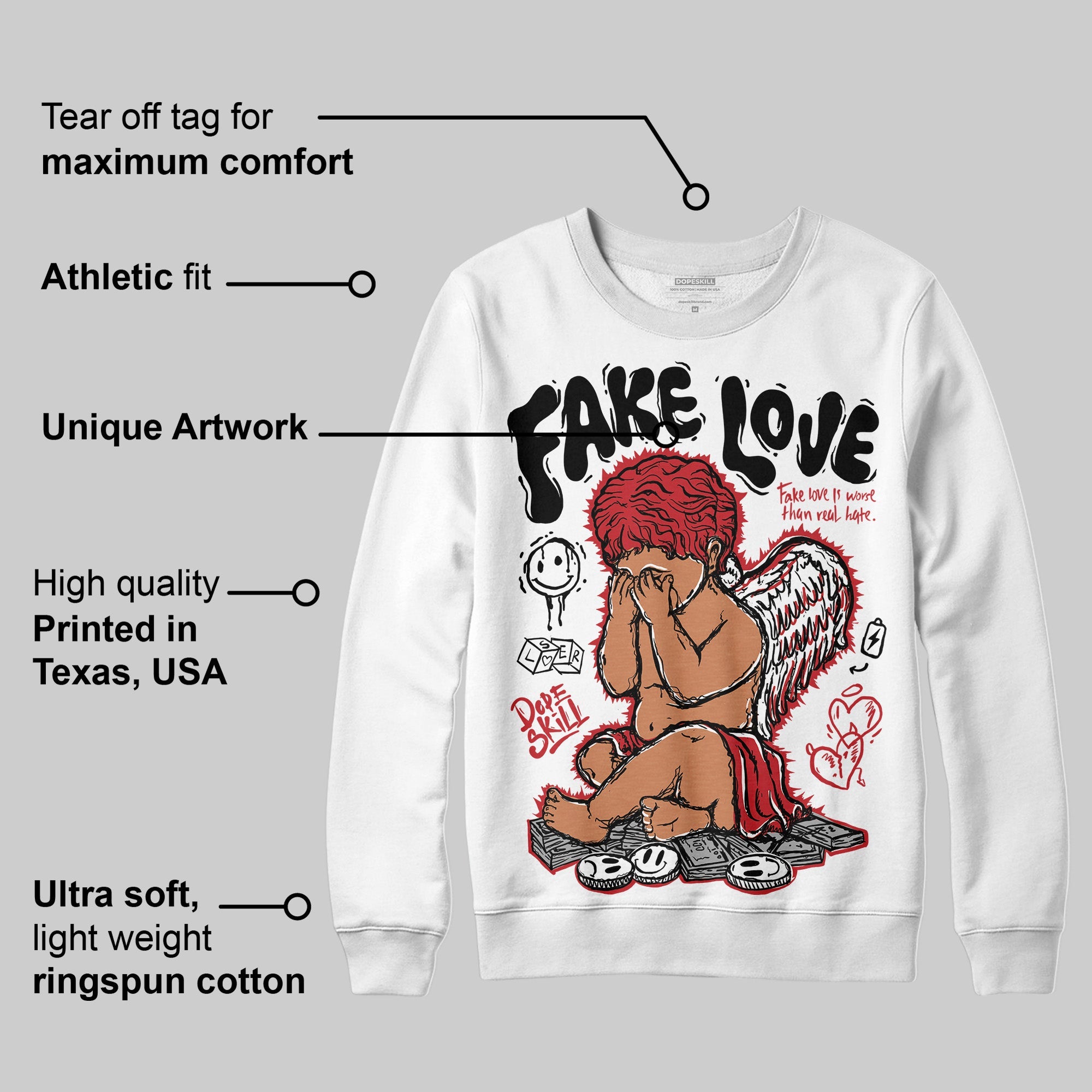 Bred 11s superstreetwear Sweatshirt False Love Graphic