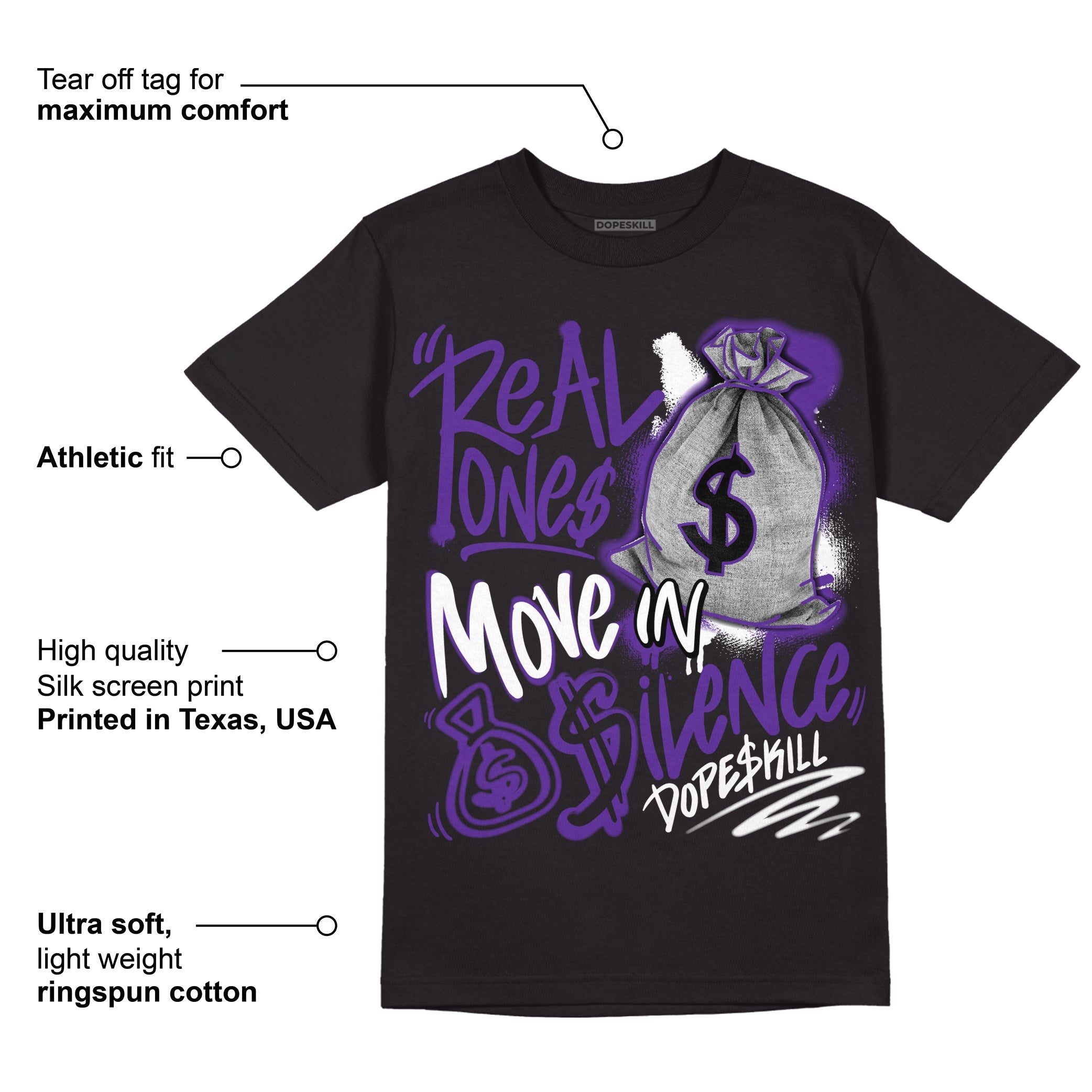 PURPLE Collection superstreetwear T-Shirt Real Ones Move In Silence Graphic