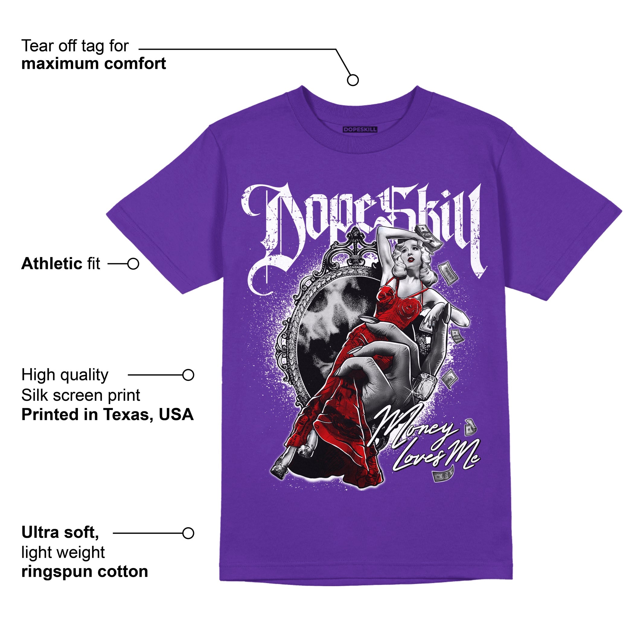 PURPLE Collection superstreetwear Purple T-shirt Money Loves Me Graphic