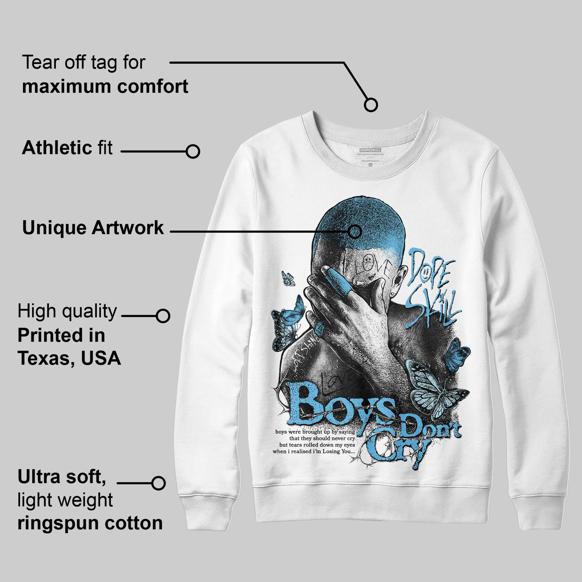 Legend Blue 11s superstreetwear Sweatshirt Boys Don't Cry Graphic
